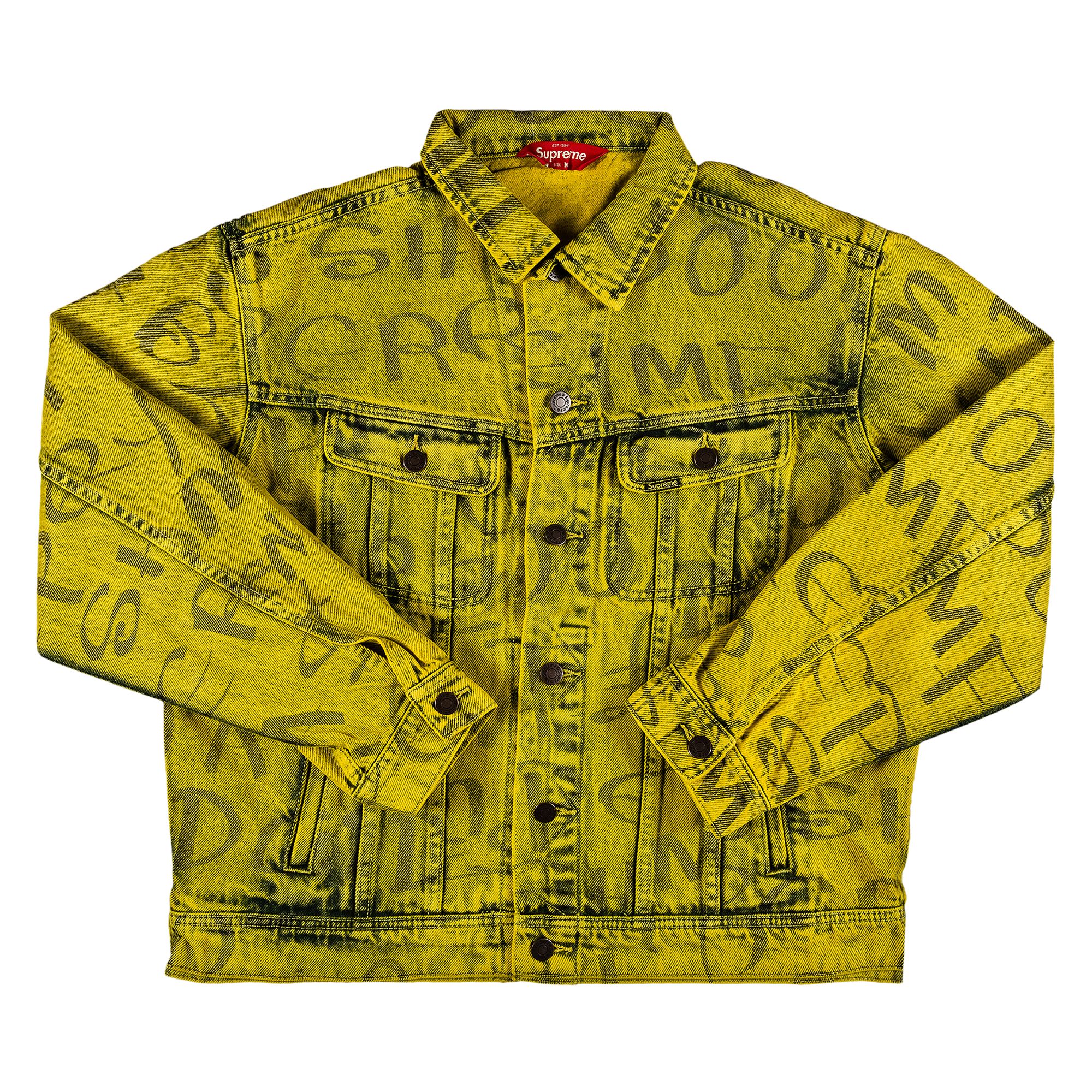 Supreme Black Ark Denim Trucker Jacket 'Fluorescent Yellow' | Men's Size L