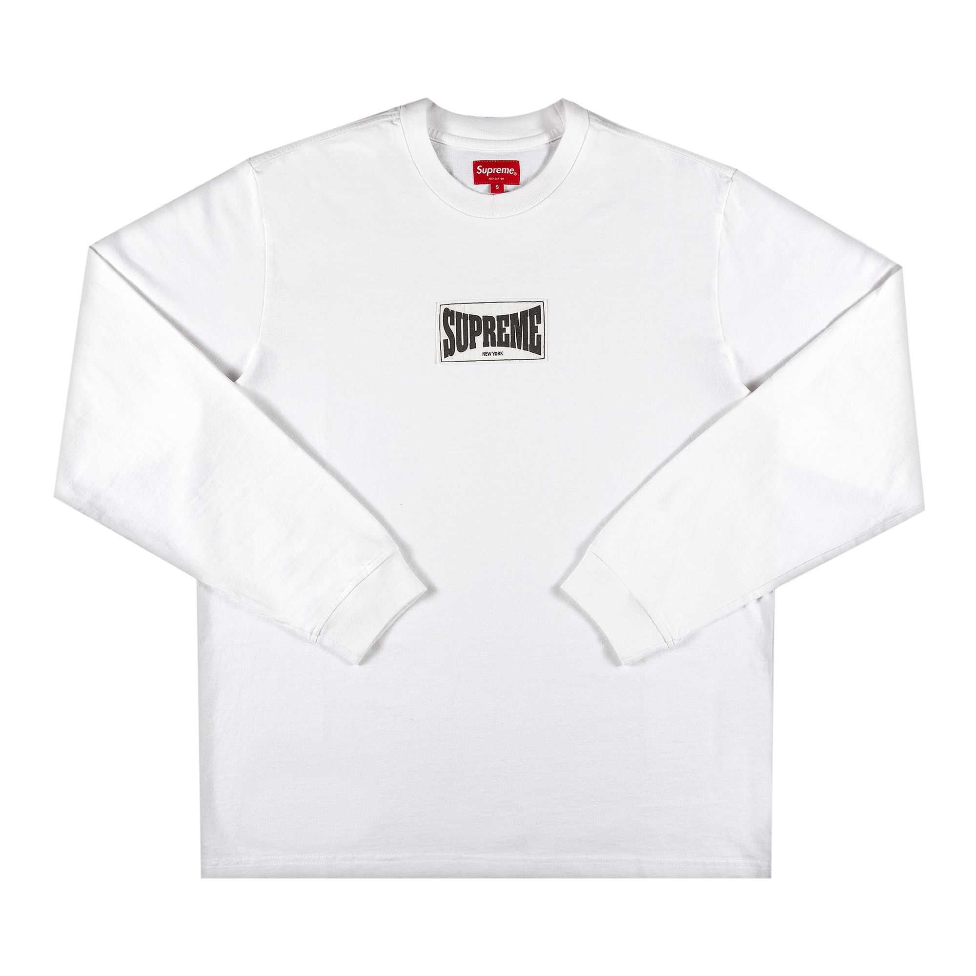 Supreme Woven Label Long-Sleeve Top 'White' | Men's Size XL