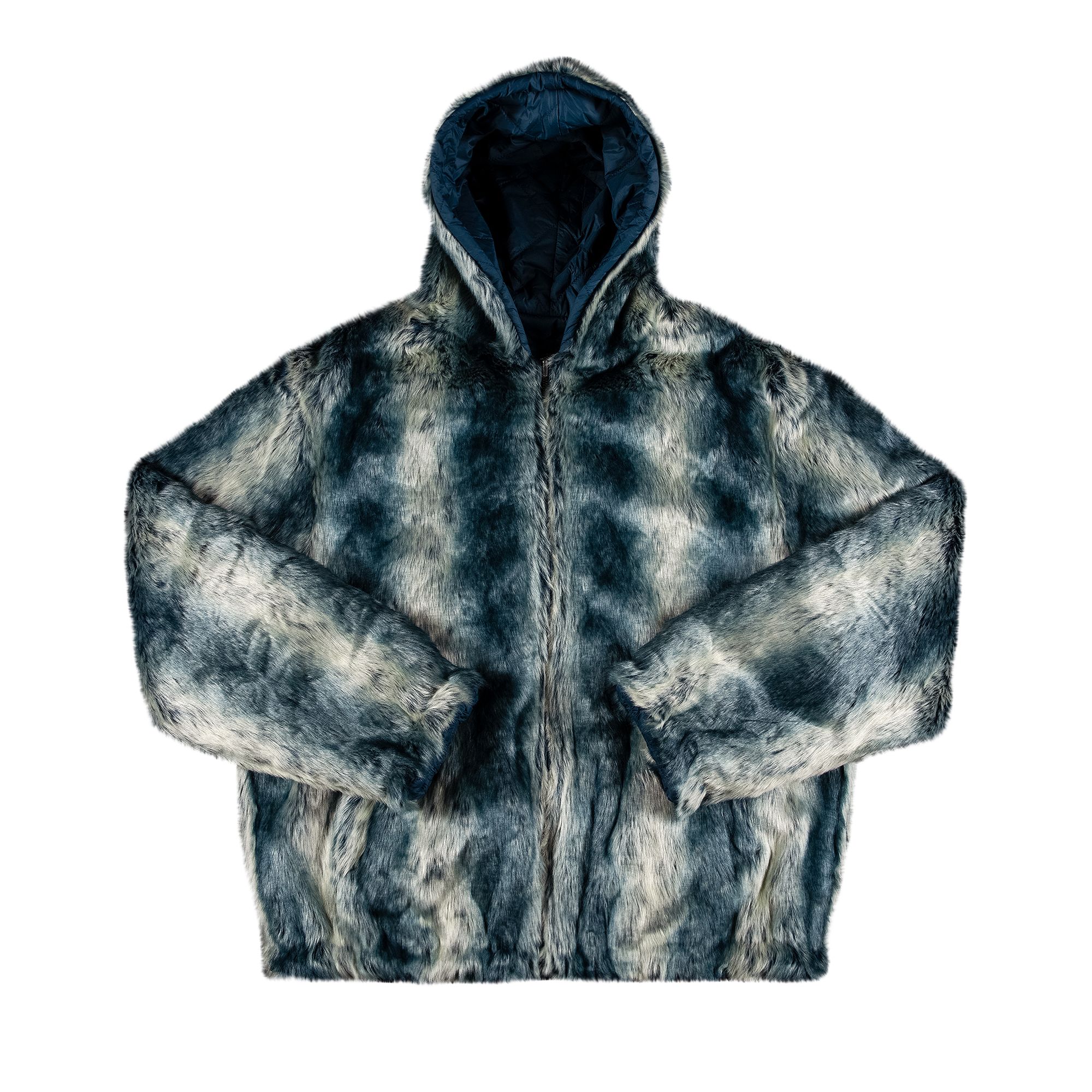 Supreme Faux Fur Reversible Hooded Jacket 'Ice Blue' | Men's Size M