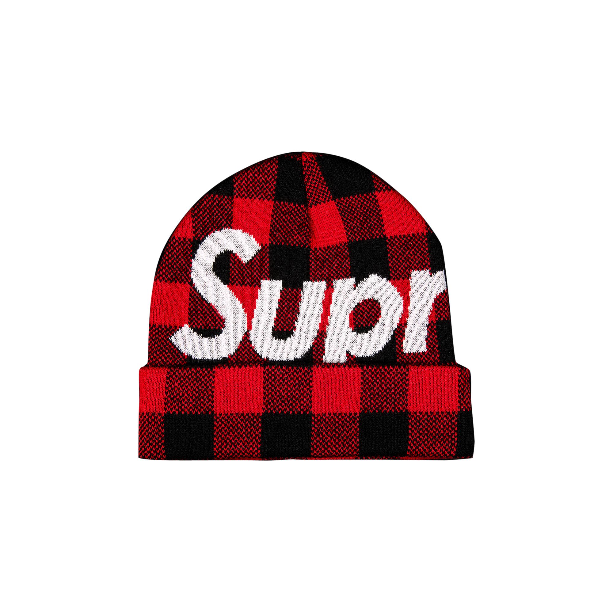 Supreme Big Logo Beanie 'Red Plaid' | Men's Size Onesize