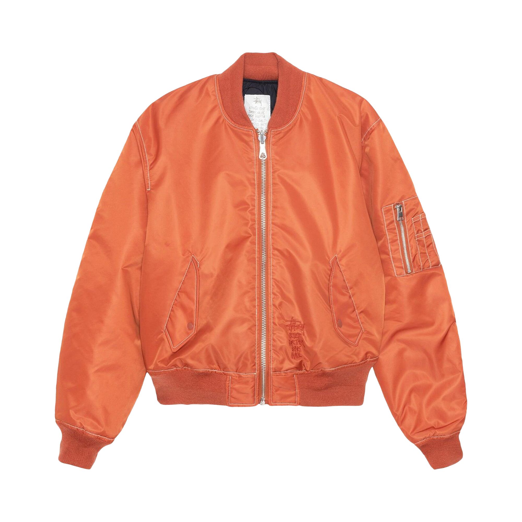 Pre-owned Stussy Built Reversible Bomber Jacket 'brick' In Red