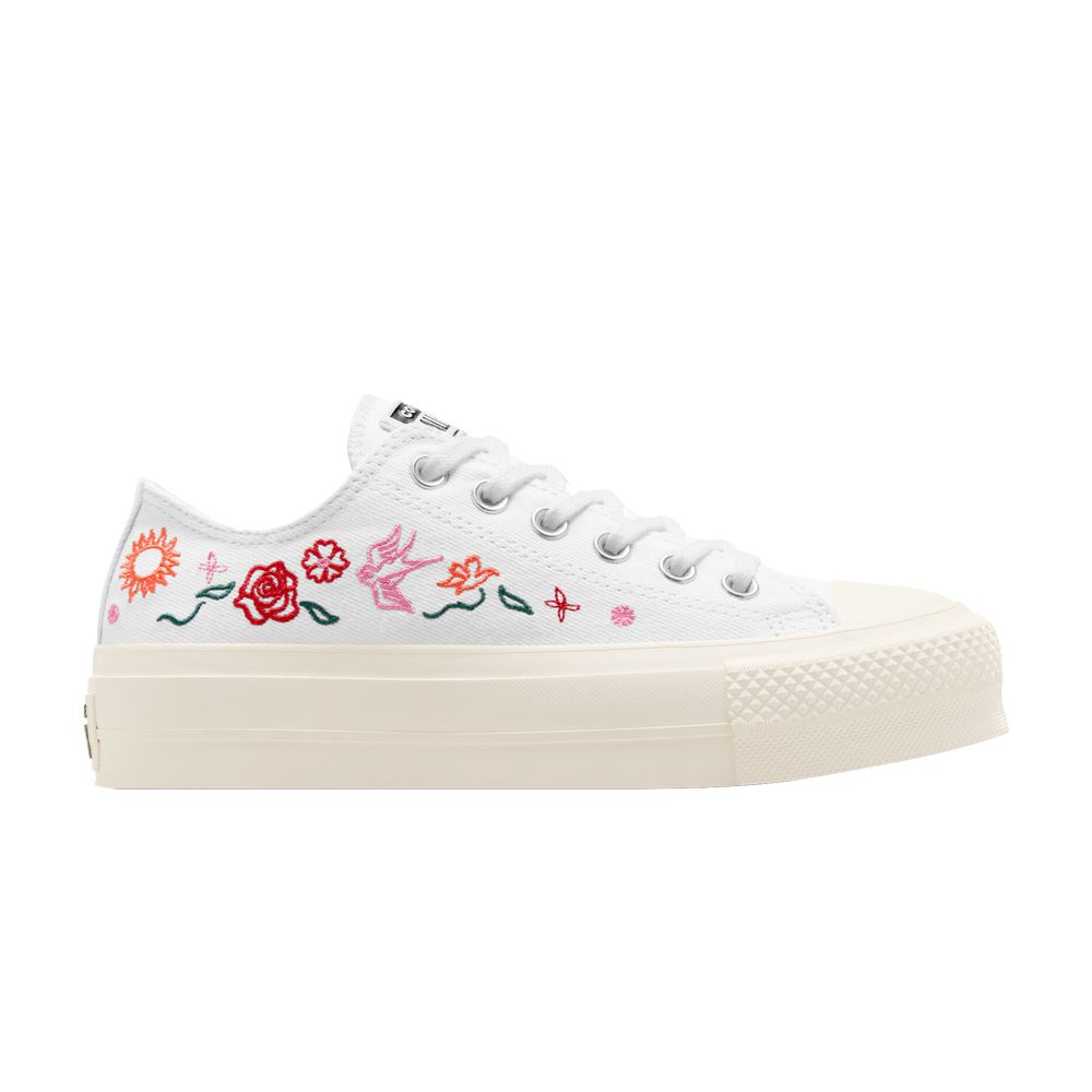 Pre-owned Converse Wmns Chuck Taylor All Star Lift Platform Low 'summer Embroidery' In White