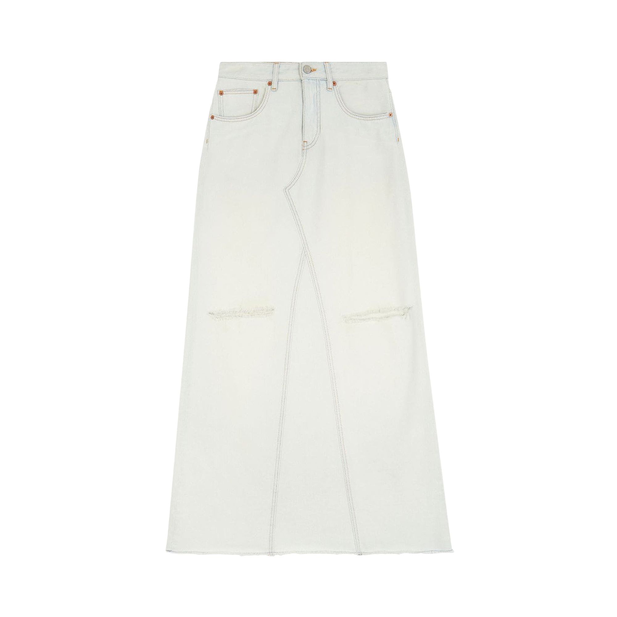 Pre-owned Mm6 Maison Margiela Long Denim Skirt 'light Blue' | Women's Size 40