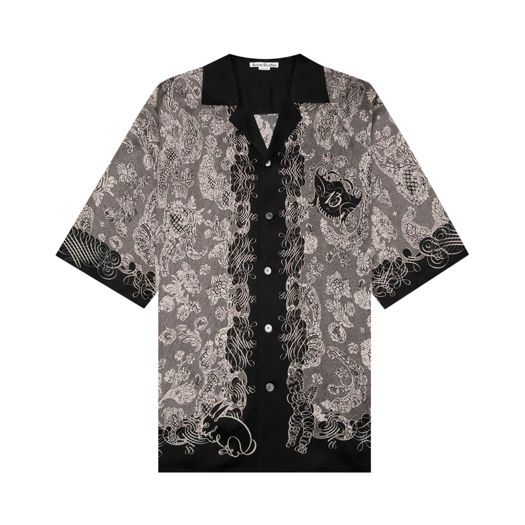 Pre-owned Acne Studios Button Up Shirt 'black/ecru' | Multi-color | Men's Size 46