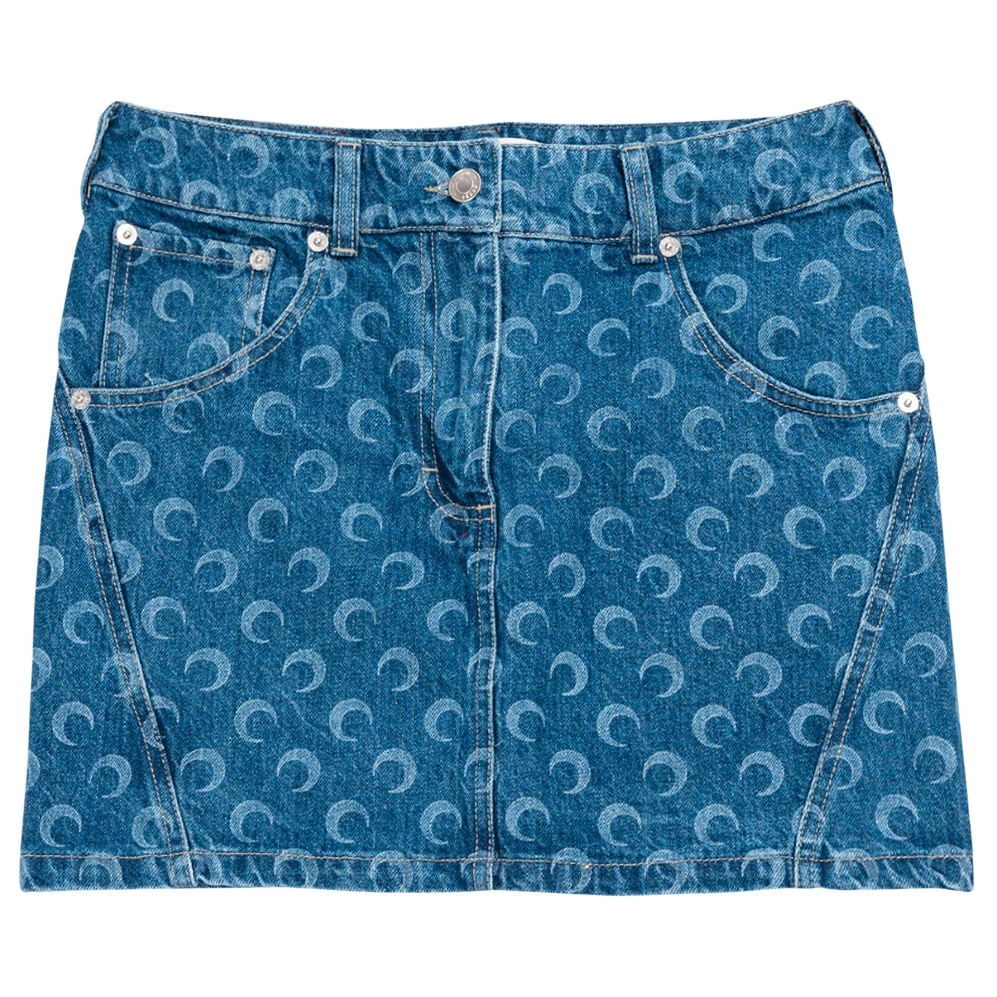 Pre-owned Marine Serre Deadstock Denim Mini Skirt 'blue' | Women's Size 34