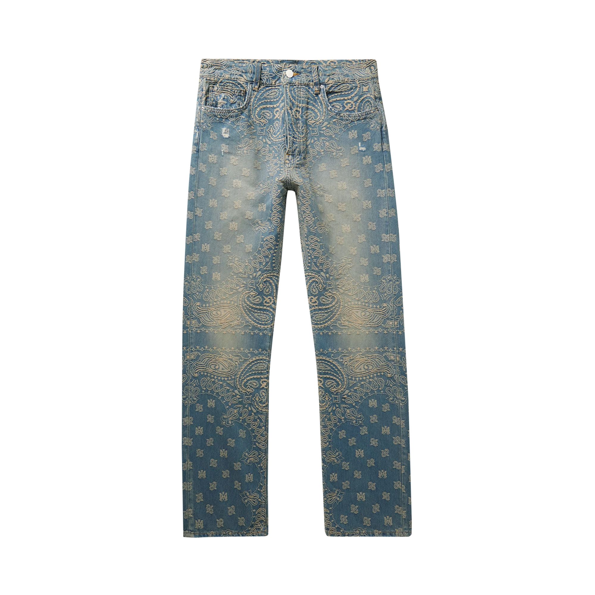 Pre-owned Amiri Bandana Jacquard Straight Jean 'indigo' In Blue