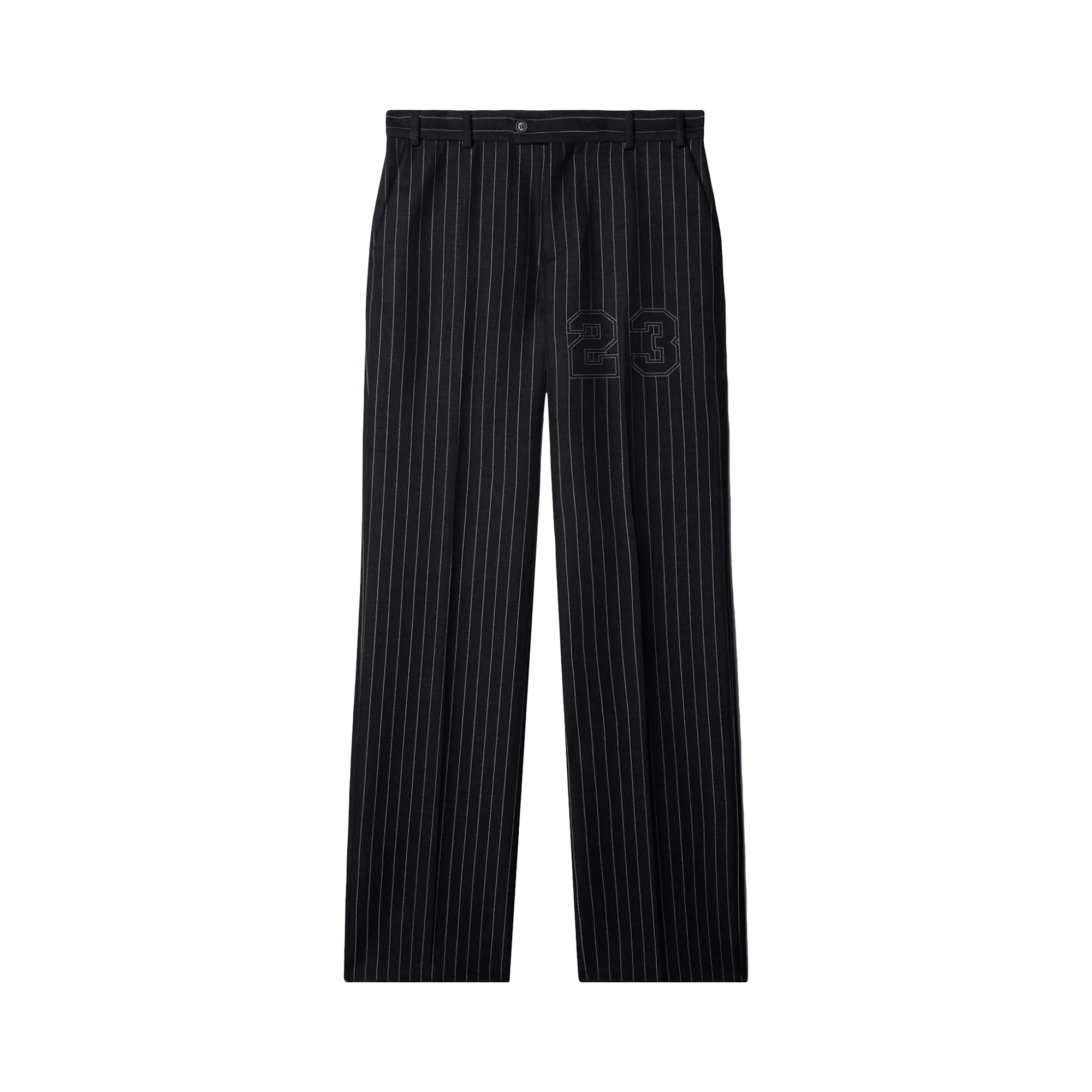 Pre-owned Off-white 23 Print Pinstriped Slim Cut Trousers 'blue' | Men's Size 48