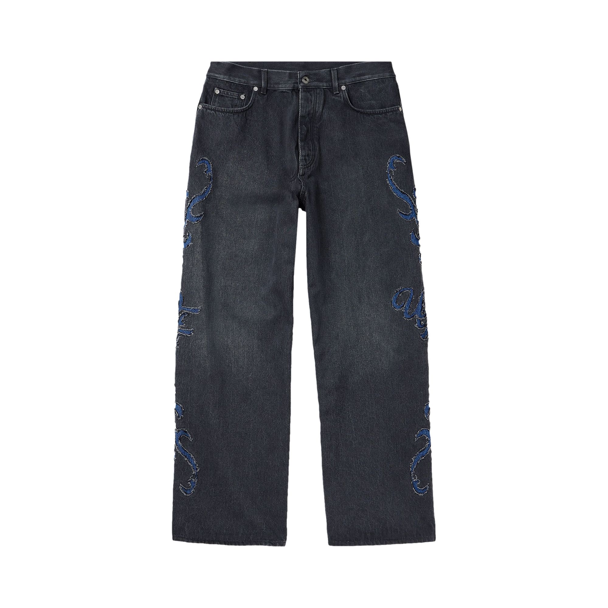 Off-White Natlover Distressed Straight Leg Jeans 'Blue' | Men's Size 32