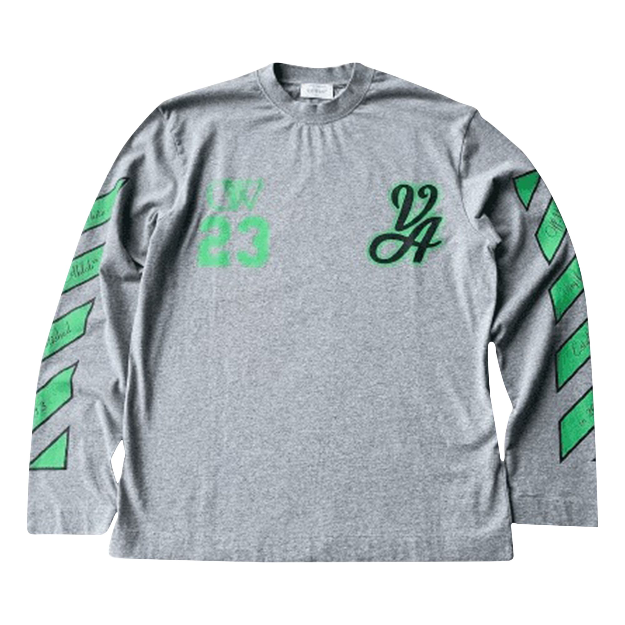 Pre-owned Off-white 23 Varsity Skate Long-sleeve Tee 'melange Grey/college Green' | Men's Size L