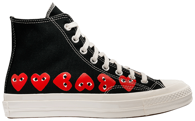 Converse Comme des Garcons PLAY x Chuck 70 High Multi Heart   Black