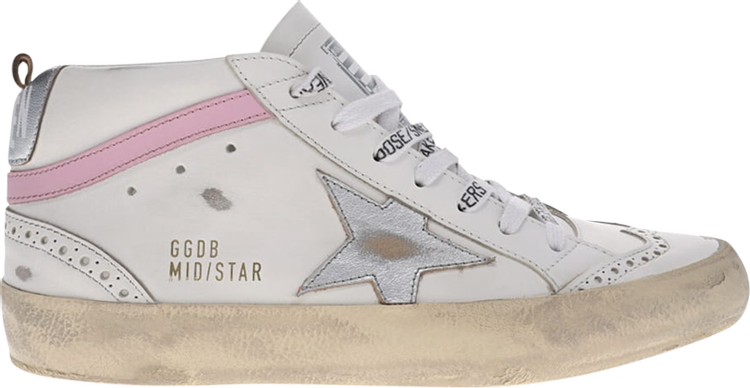 Golden Goose Wmns Mid Star 'White Silver Pink'
