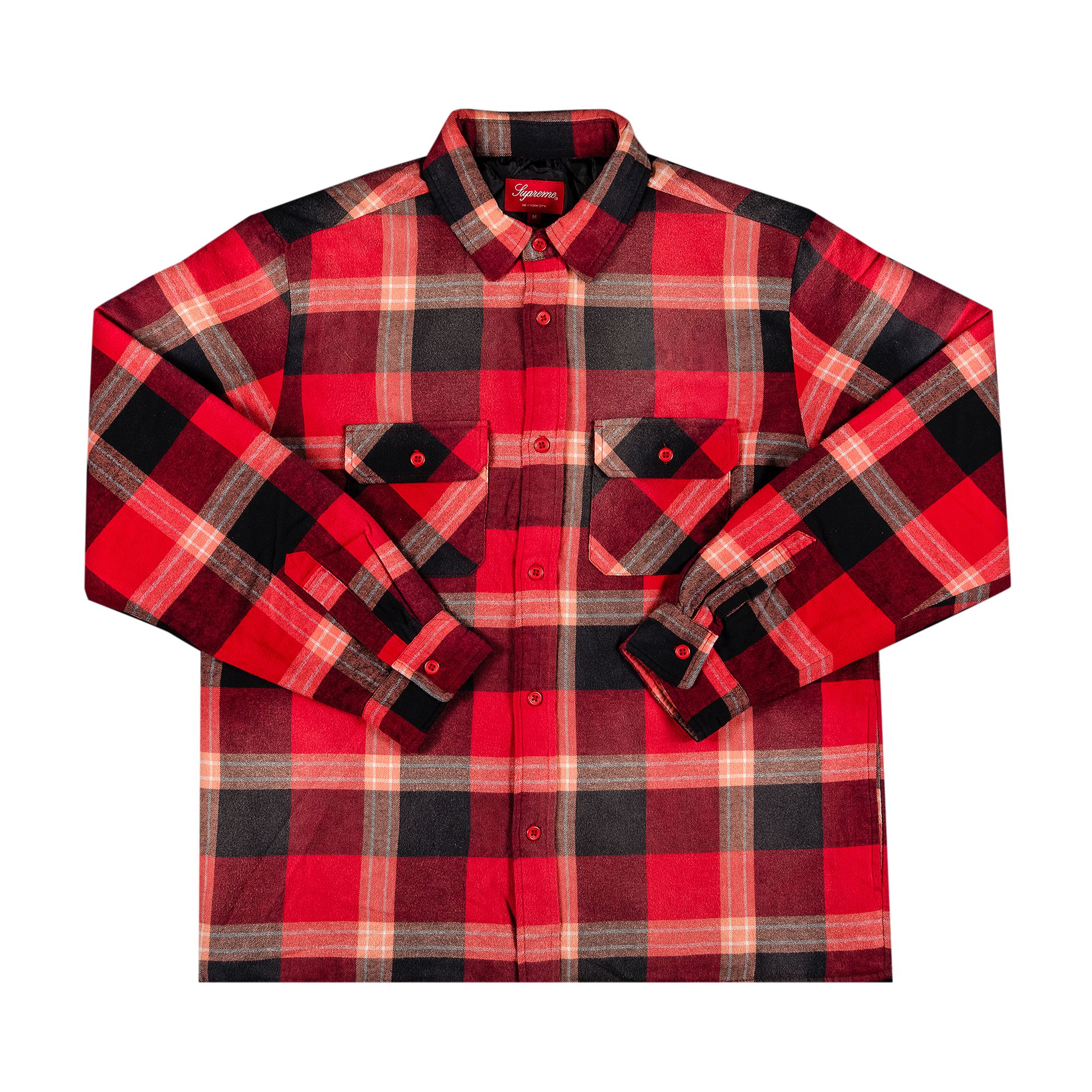 Pre-owned Supreme Quilted Flannel Shirt 'red' | Men's Size Xl