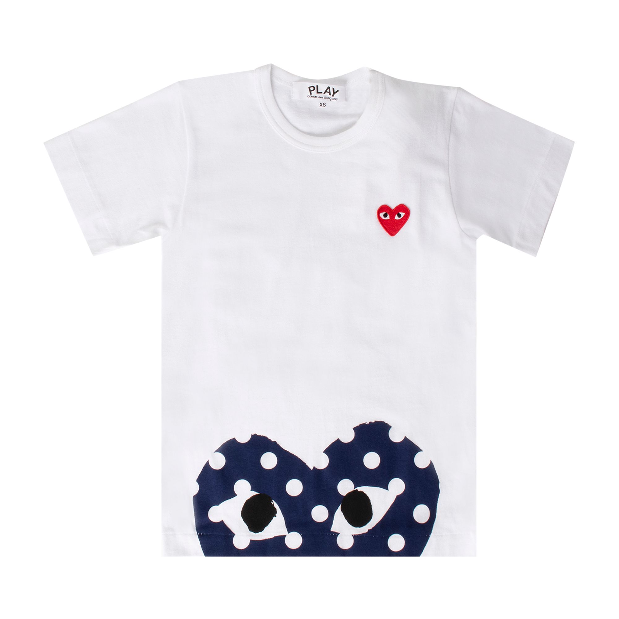 Pre-owned Comme Des Garçons Play T-shirt With Polka Dot Heart 'white' | Men's Size Xl