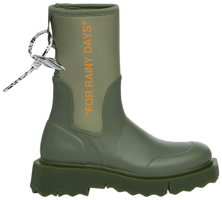 Off-White Sponge Rubber Rain Boot 'For Rainy Days - Green'