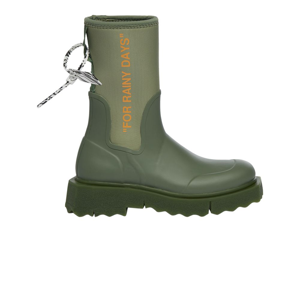Pre-owned Off-white Sponge Rubber Rain Boot 'for Rainy Days - Green' | Men's Size 42