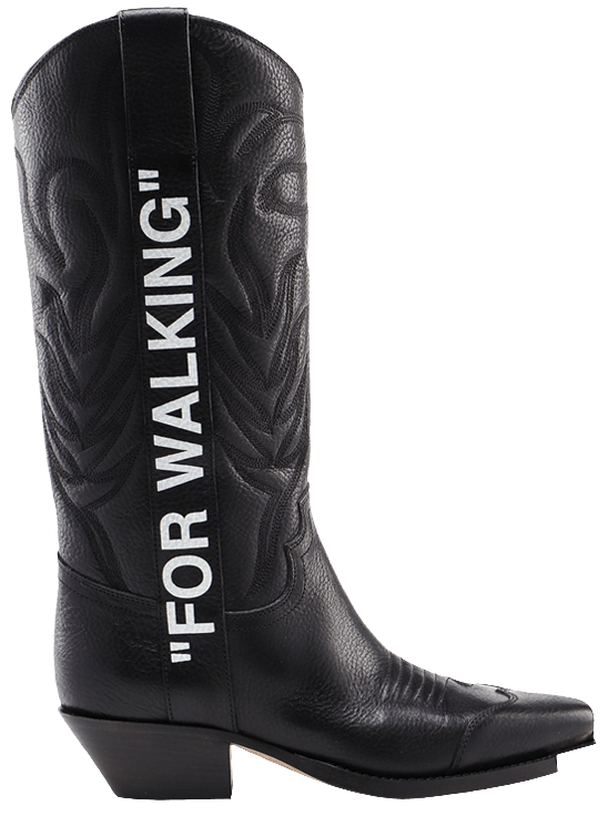 Off White Wmns Cowboy Boot For Walking   Black