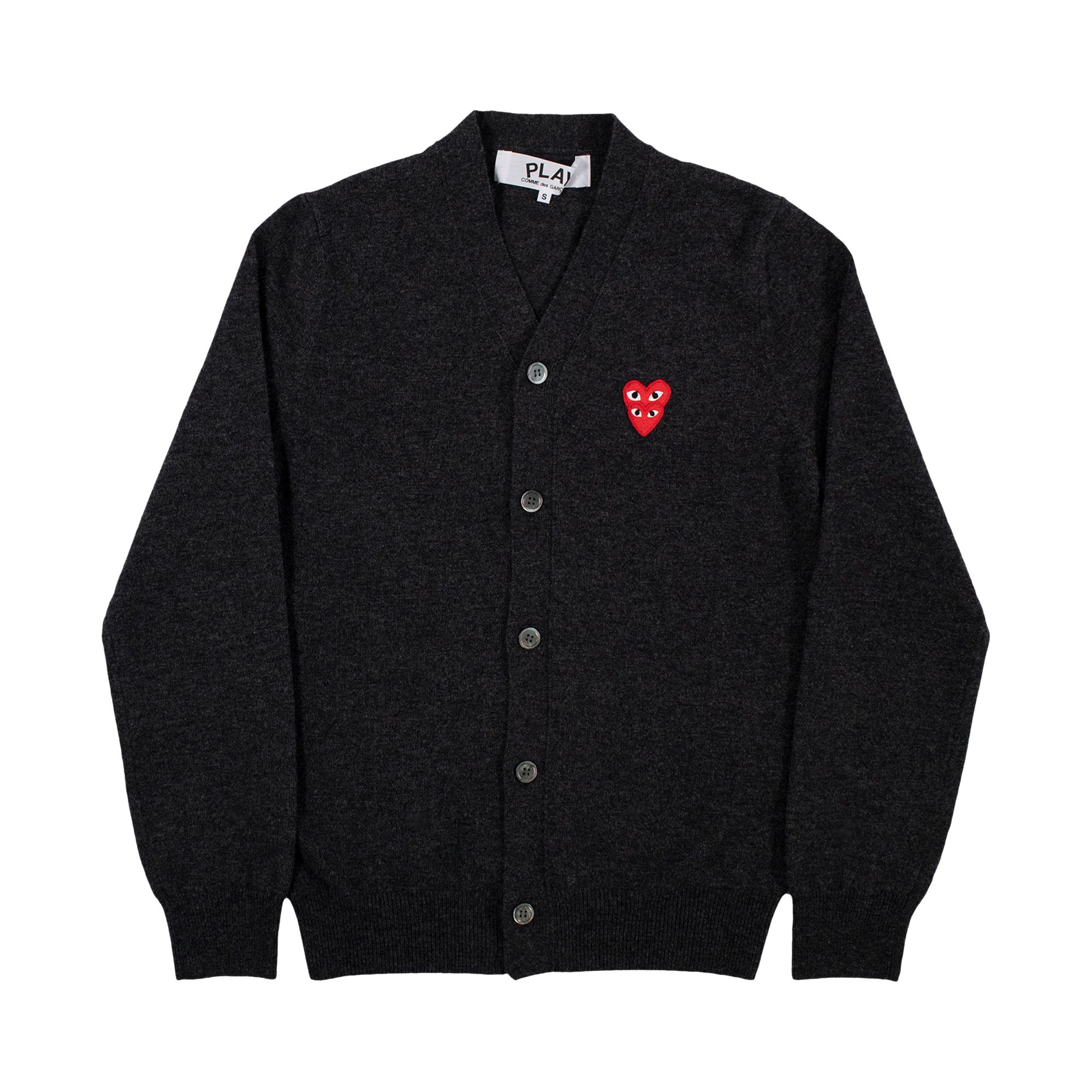 Pre-owned Comme Des Garçons Play Heart Logo Cardigan 'grey' | Men's Size S