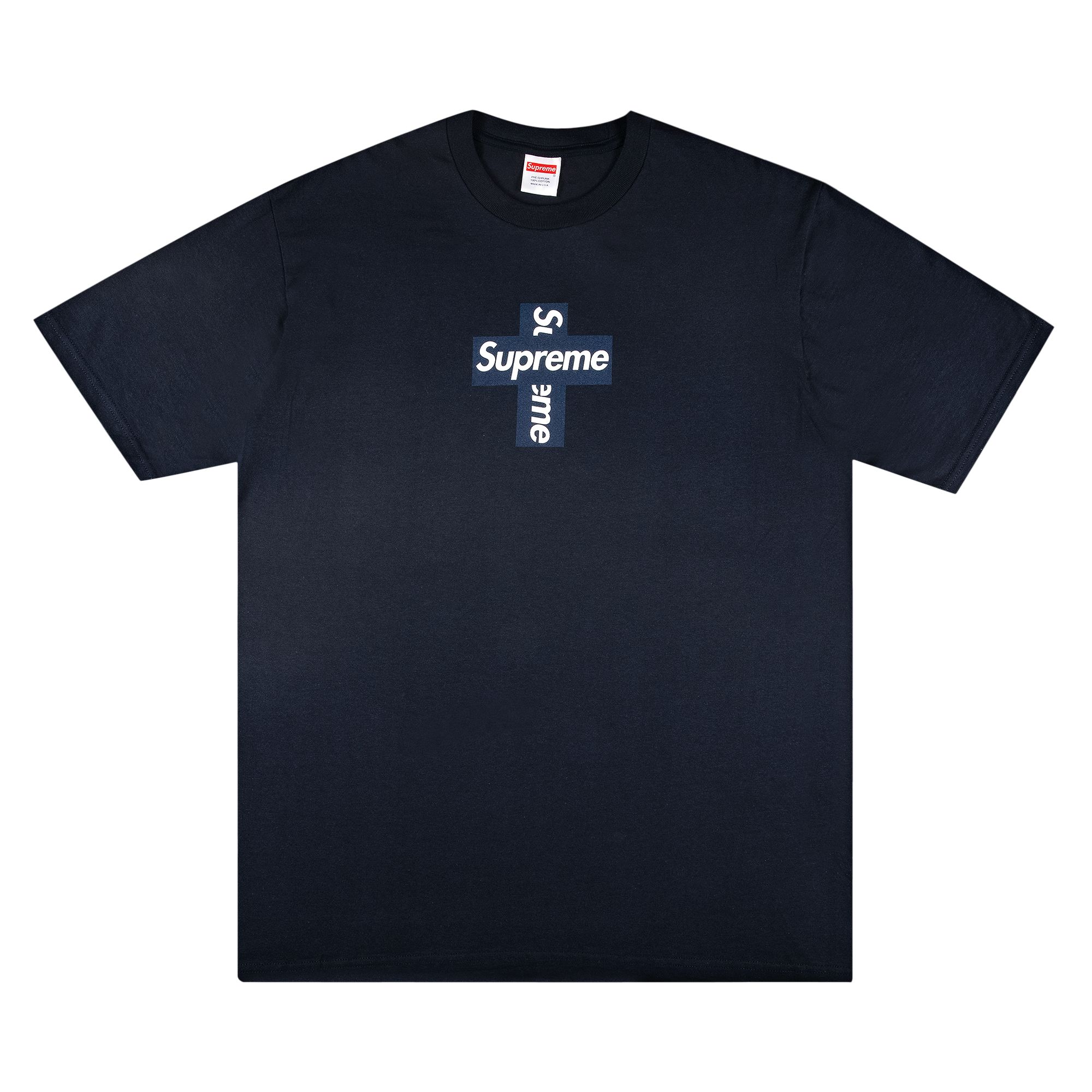 Supreme Cross Box Logo Tee 'Navy' | Blue | Men's Size L