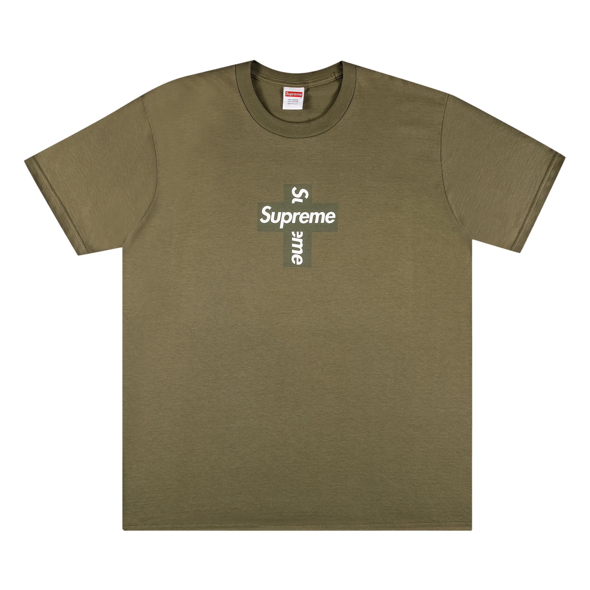 Supreme Cross Box Logo Tee 'Light Olive' | Green | Men's Size M