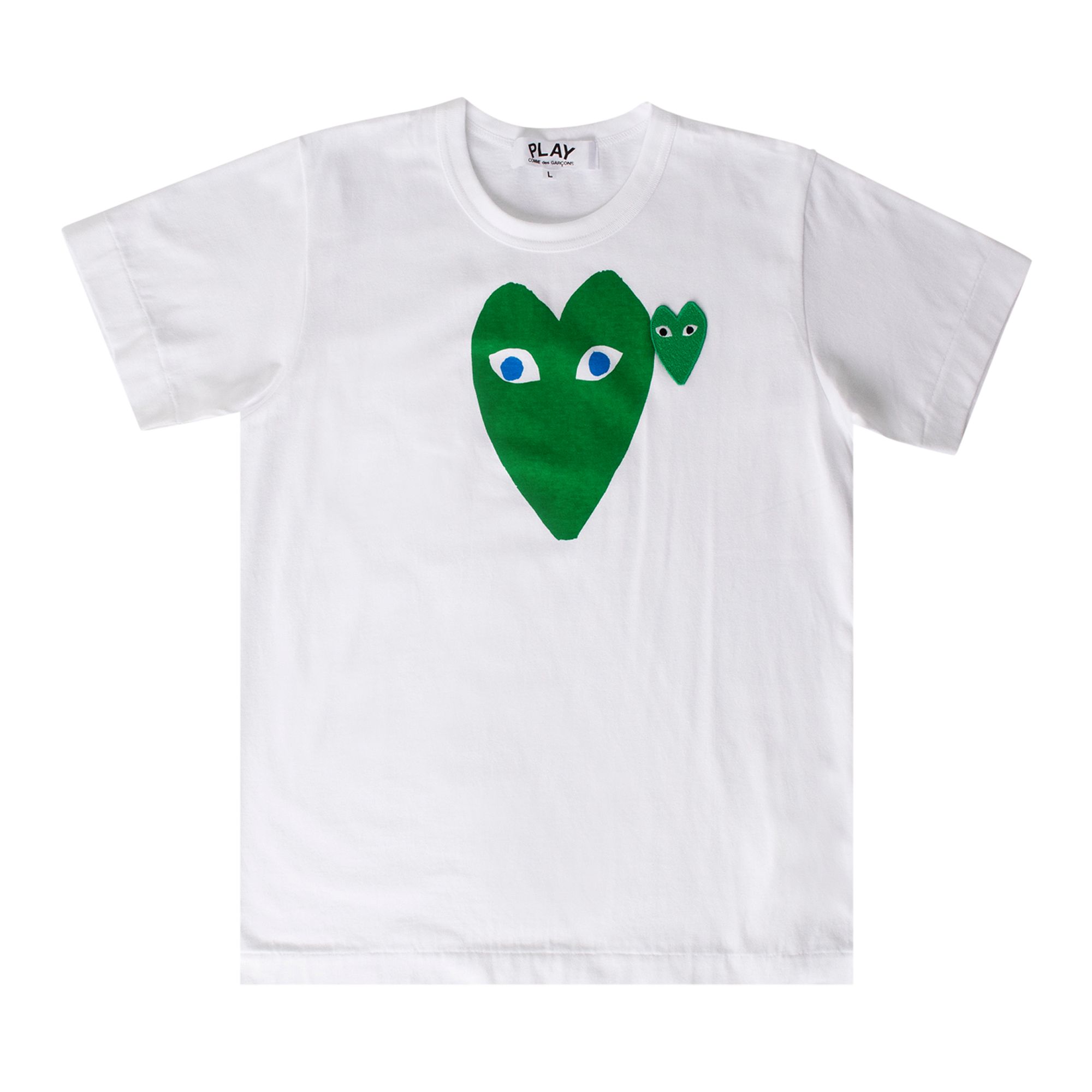 Pre-owned Comme Des Garçons Play Heart Logo Short-sleeve T-shirt 'white/green' | Men's Size Xl