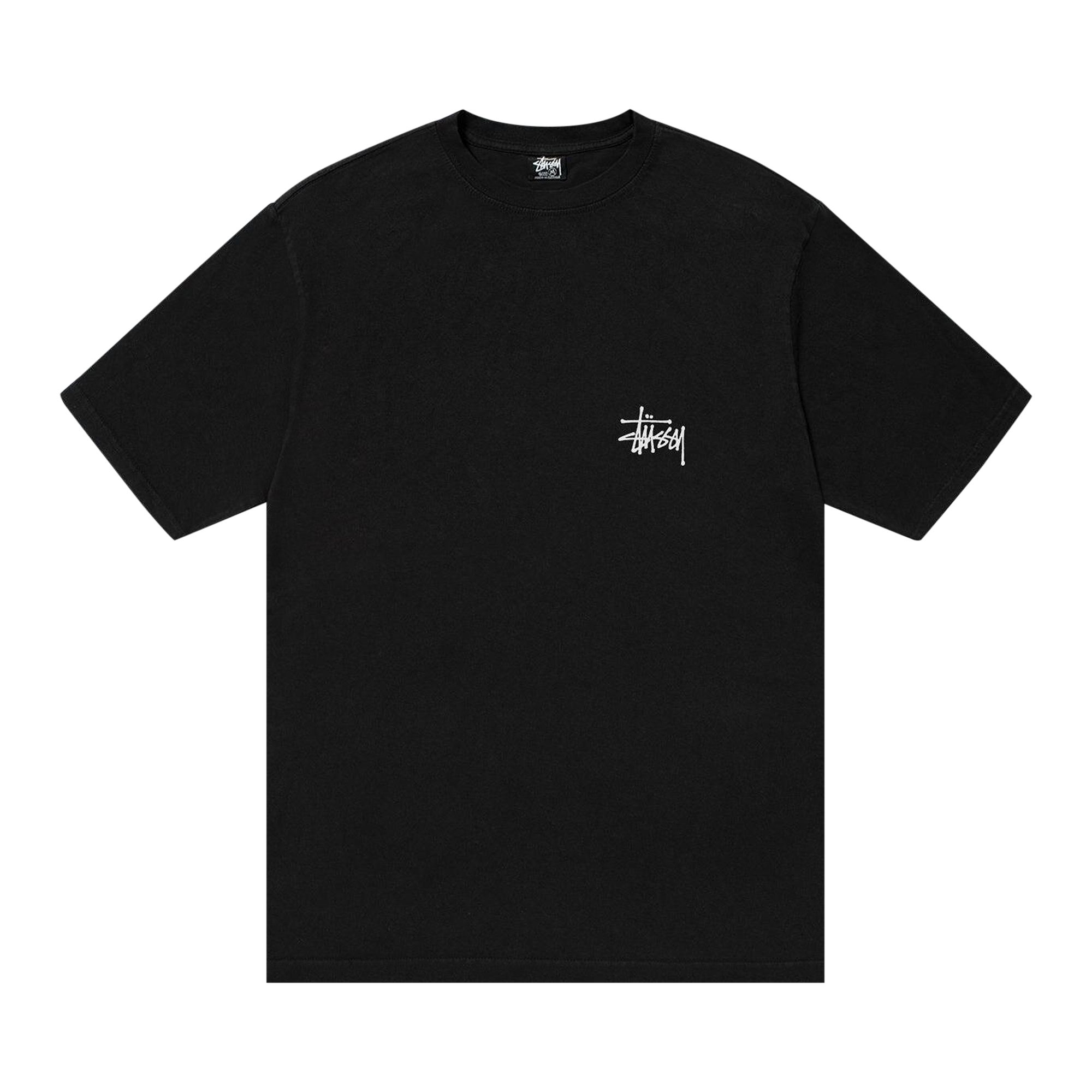 Stussy Basic Pigment Dyed Logo Tee 'Black' | Men's Size M