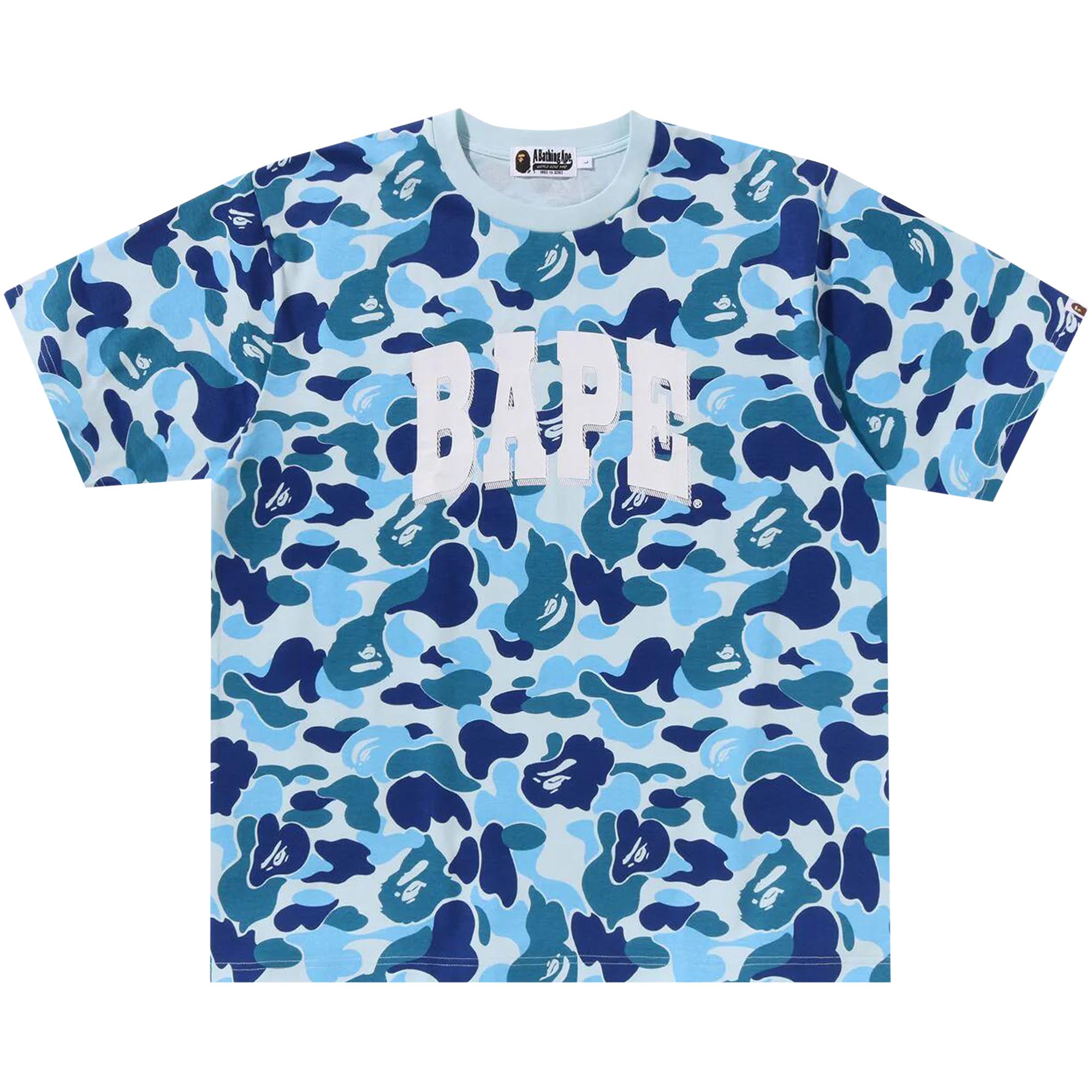 Pre-owned Bape Abc Camo Relaxed Fit Logo Tee 'blue' | Men's Size L