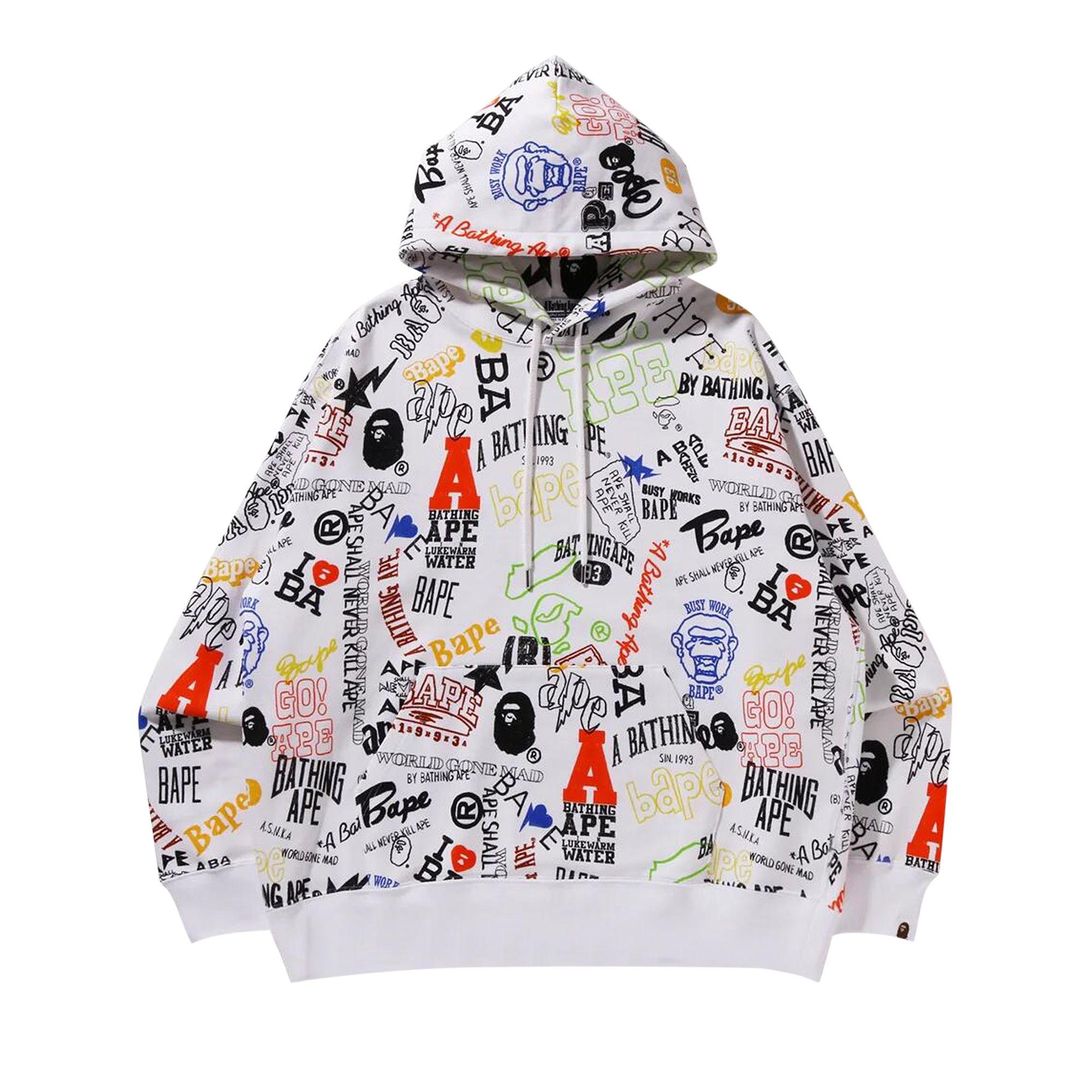 BAPE Hand Draw Pullover Hoodie 'White' | Men's Size XL