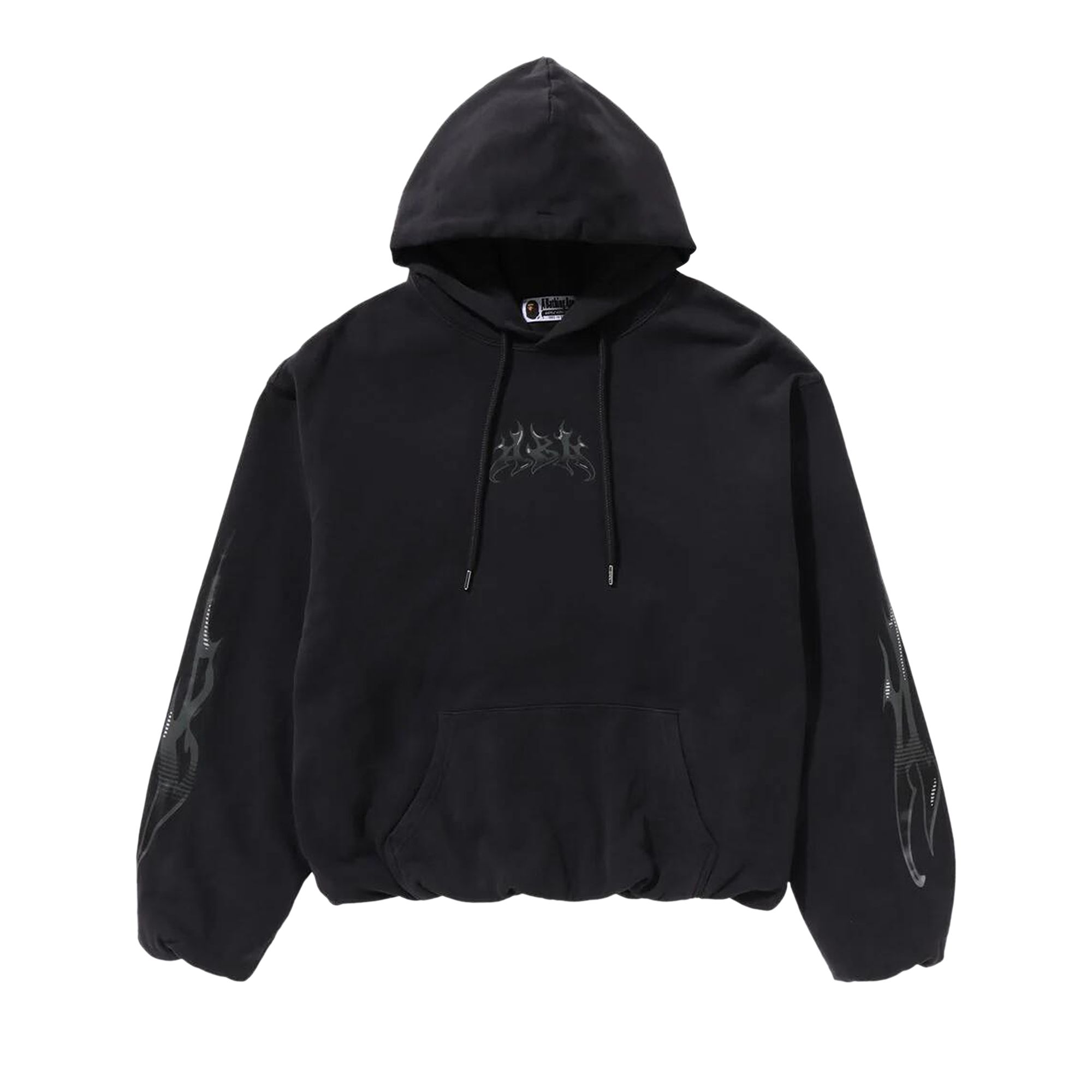 Pre-owned Bape Flame Garment Dyed Pullover Hoodie 'black'