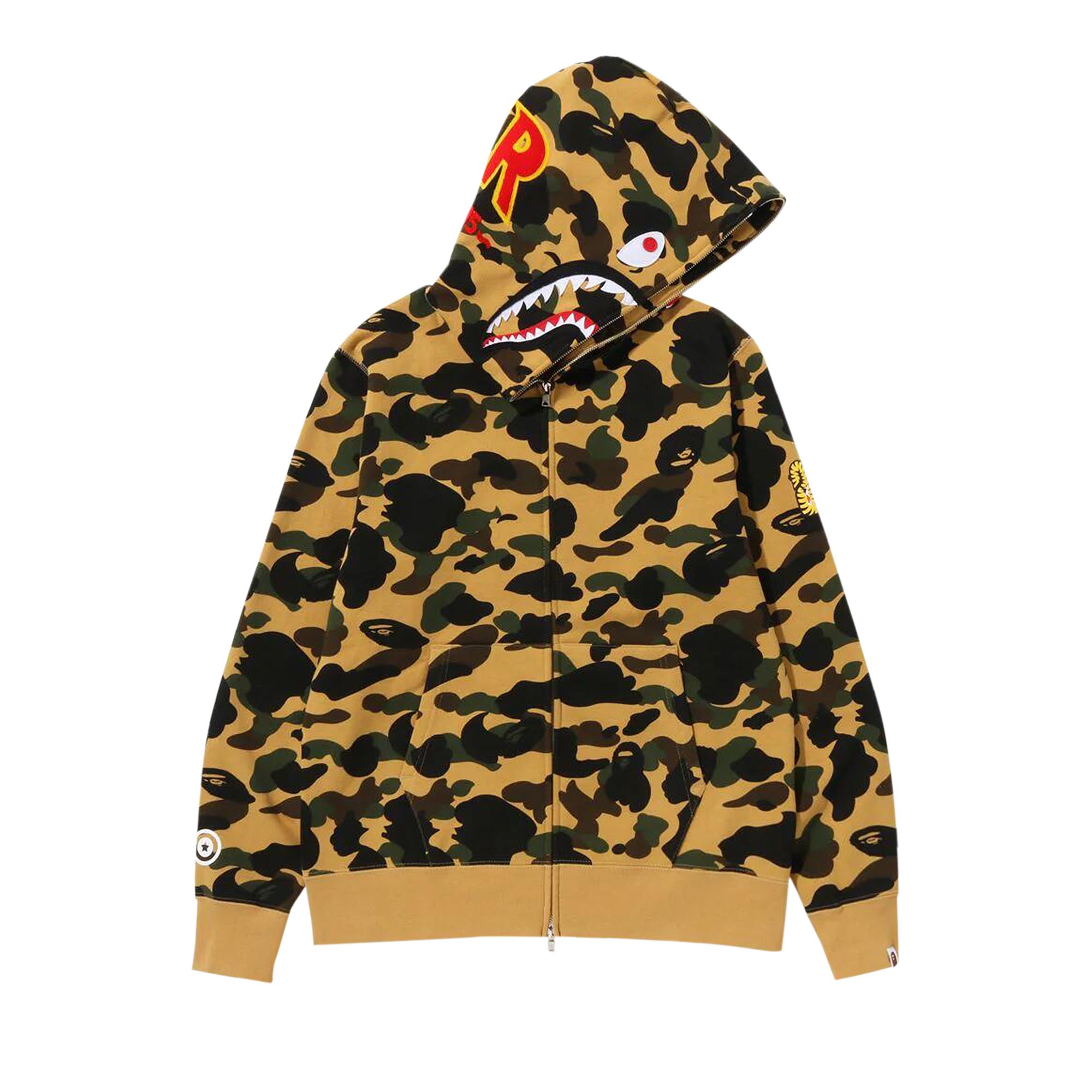 BAPE 1st Camo 2nd Shark Full Zip Hoodie 'Yellow' | Men's Size 2XL