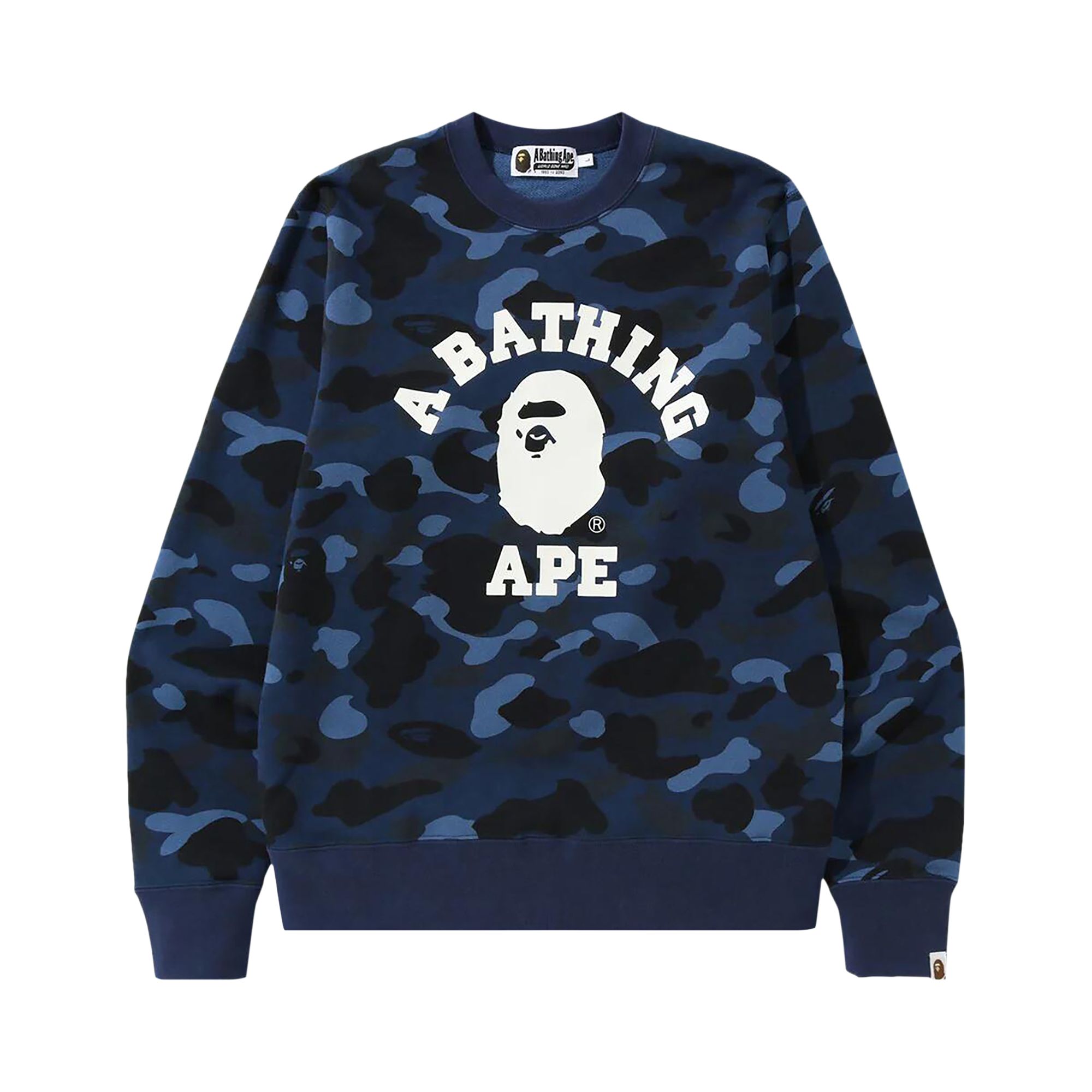 Pre-owned Bape Color Camo College Crewneck 'navy' | Blue | Men's Size L