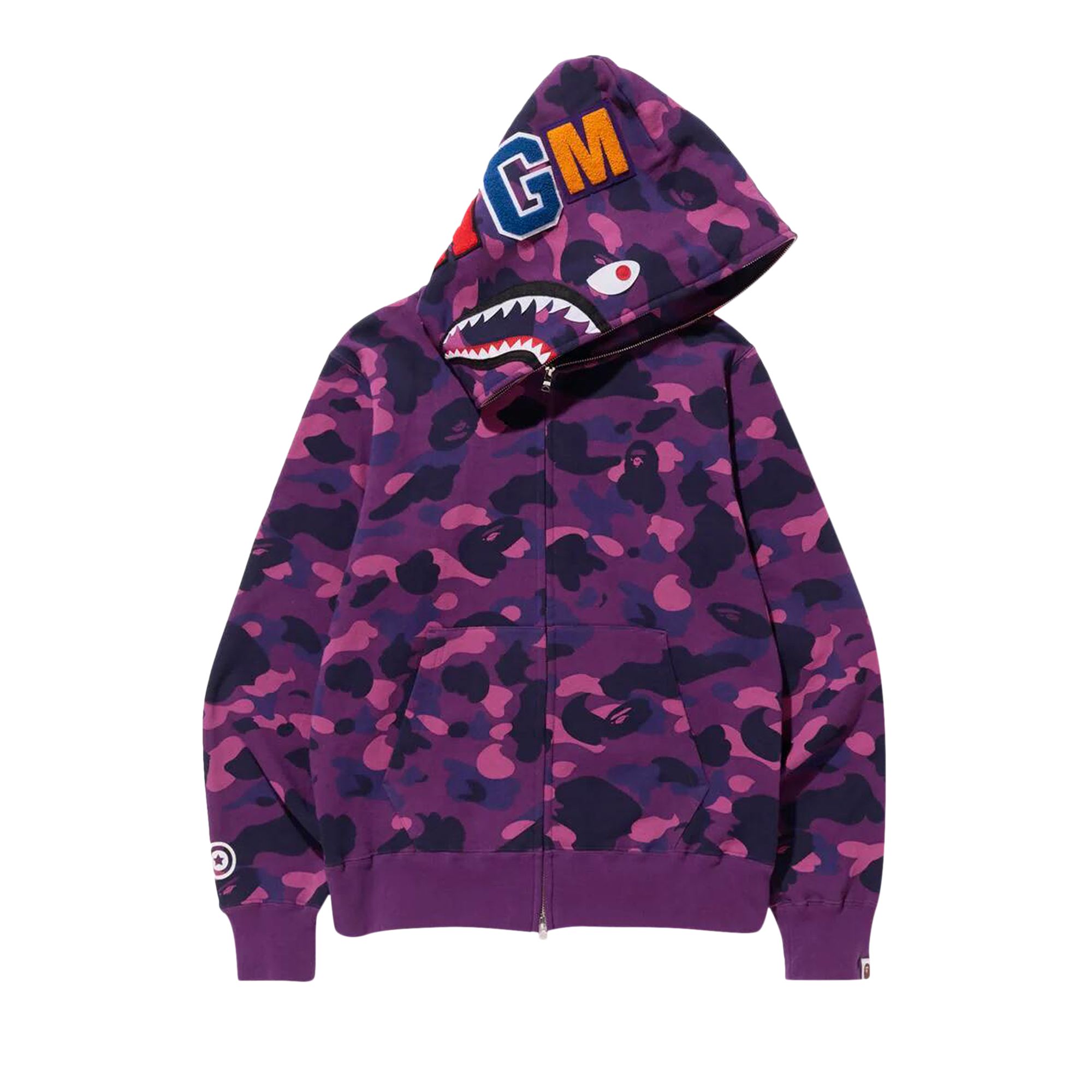 BAPE Color Camo Shark Full Zip Hoodie 'Purple' | Men's Size L