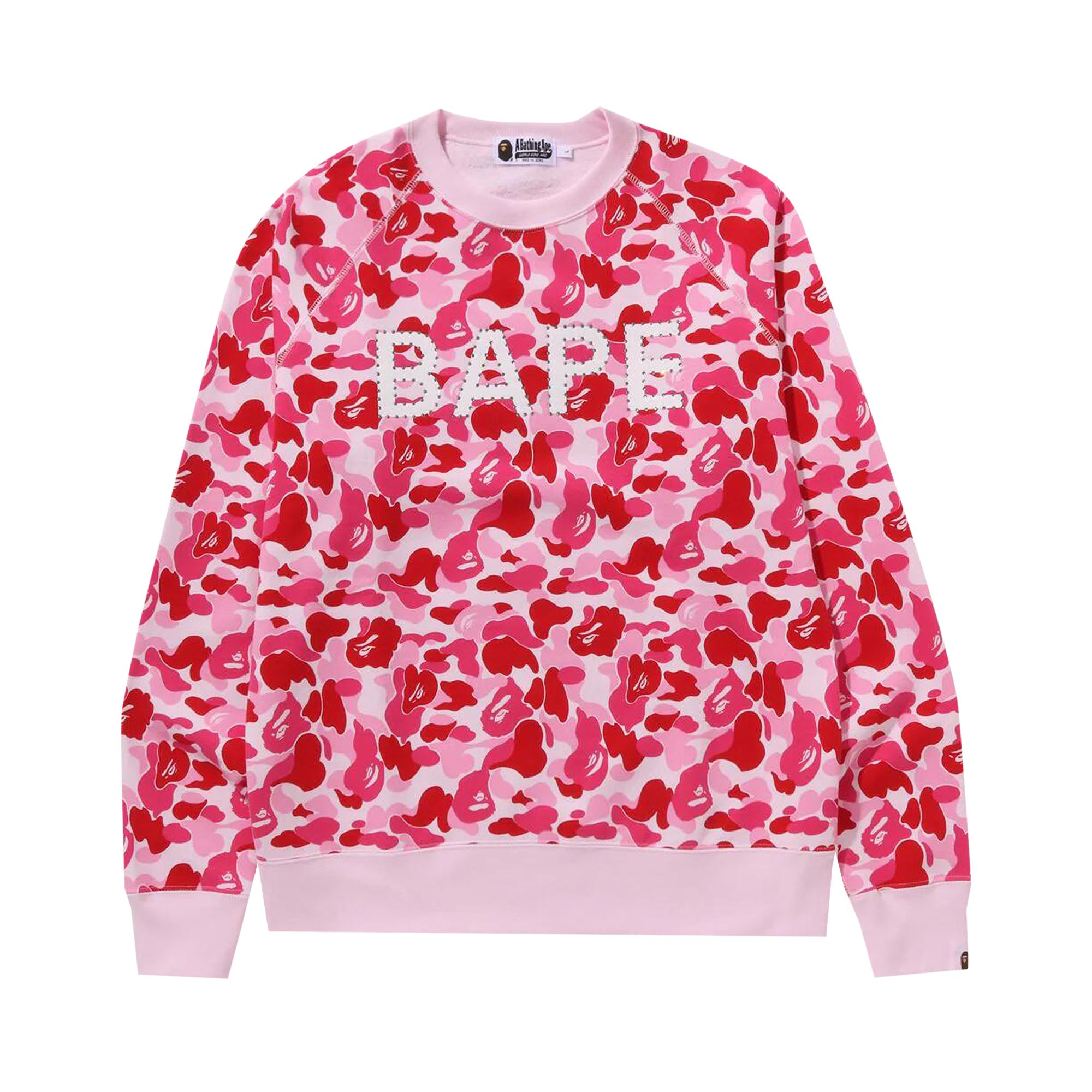 Pre-owned Bape Abc Camo Crystal Stone Crewneck 'pink' | Men's Size L