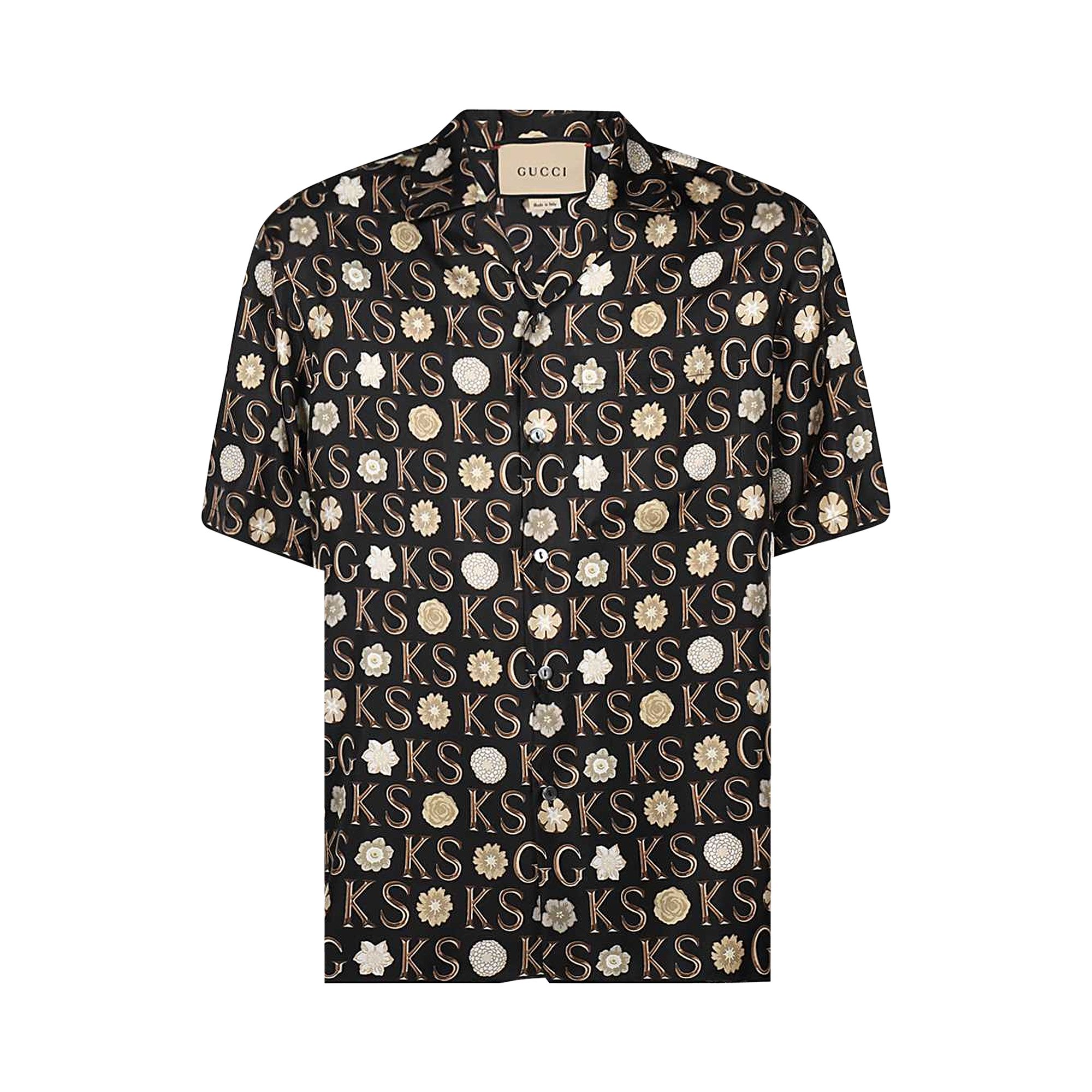 Pre-owned Gucci X Ken Scott Print Silk Bowling Shirt 'black/ivory/multicolor' | Men's Size 46