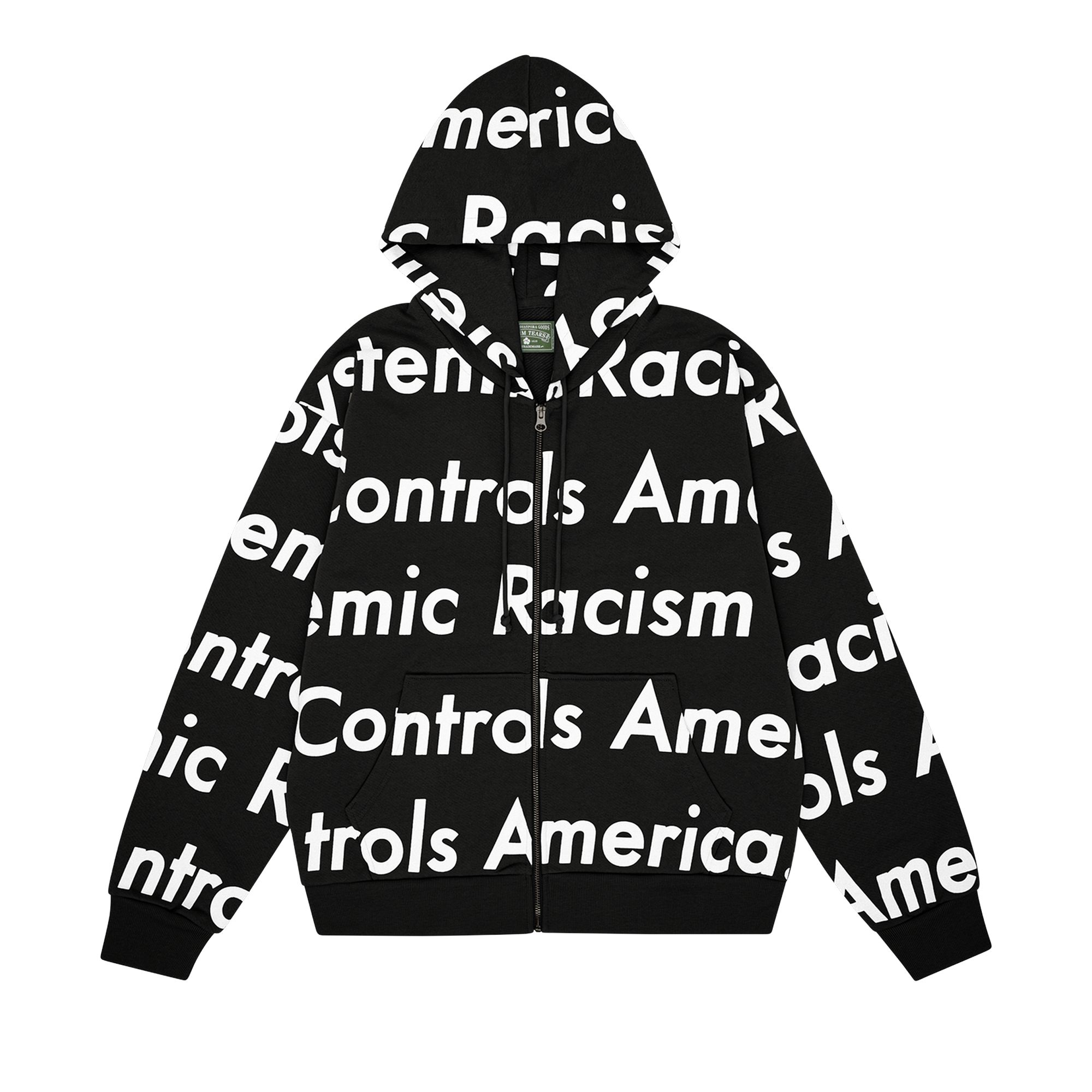Denim Tears x Arthur Jafa Systemic Racism Controls America Zip Up Hoodie 'Black' | Men's Size M