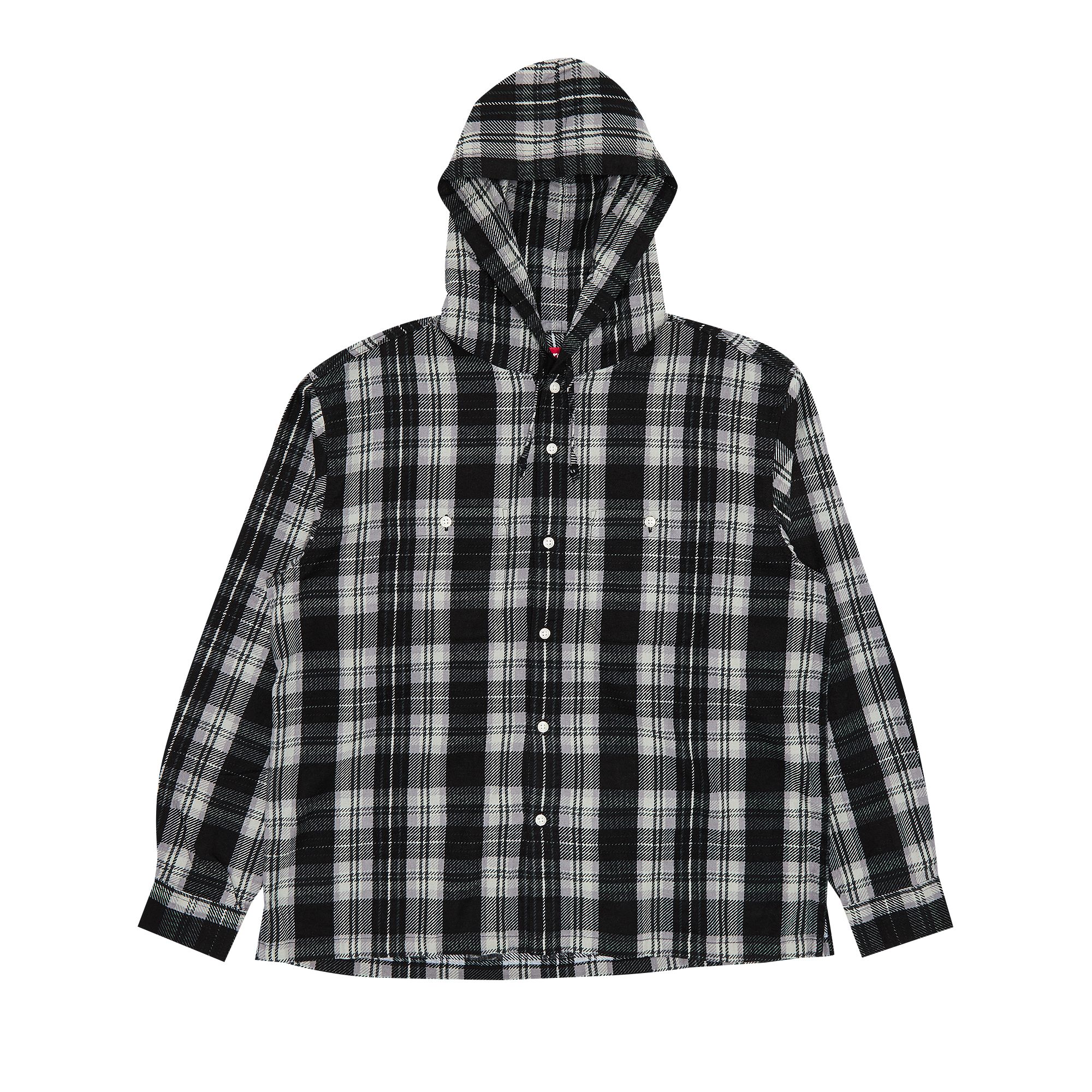 Supreme Printed Hooded Flannel Shirt 'Black' | Men's Size M
