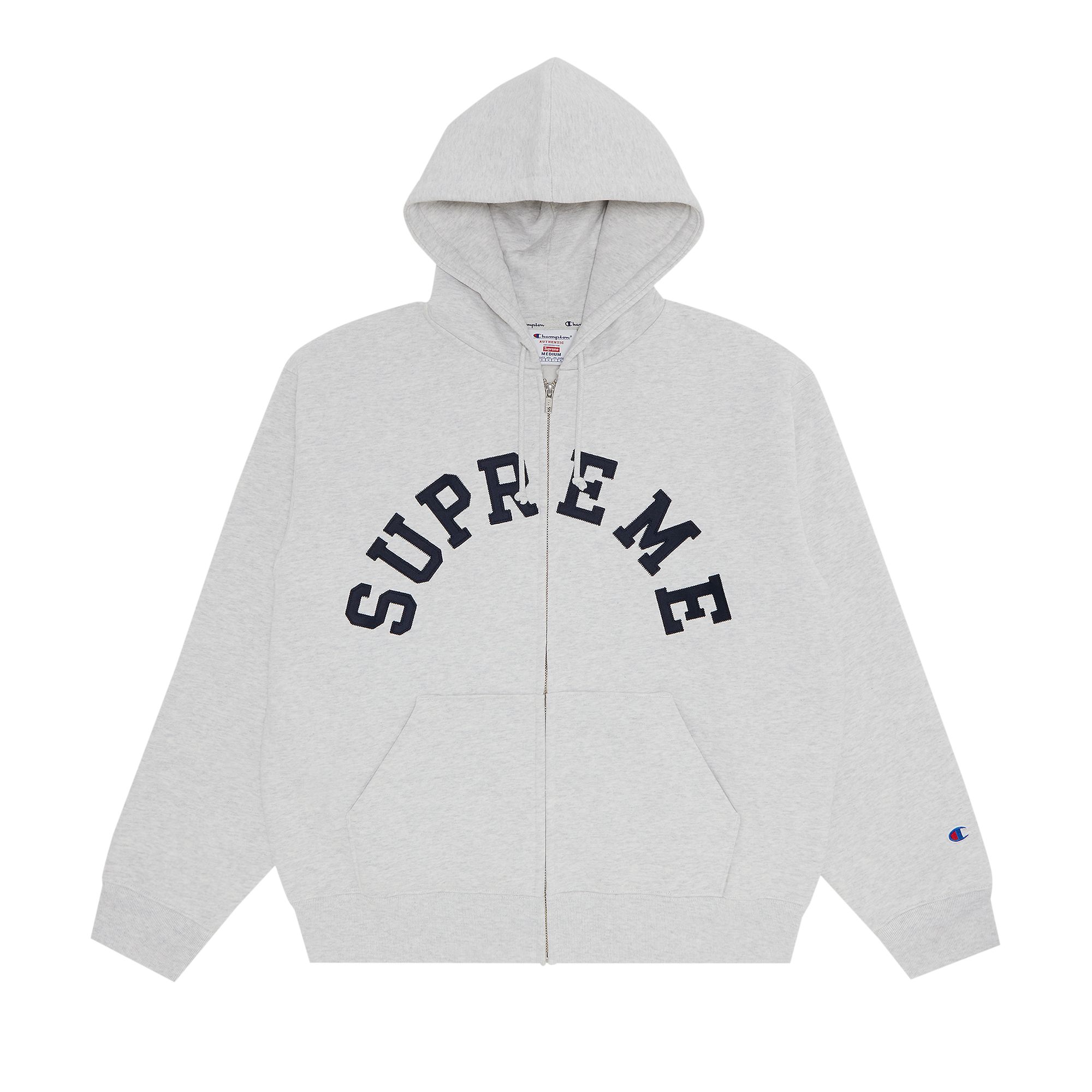 Pre-owned Supreme X Champion Zip Up Hooded Sweatshirt 'ash Grey' | Men's Size Xxl
