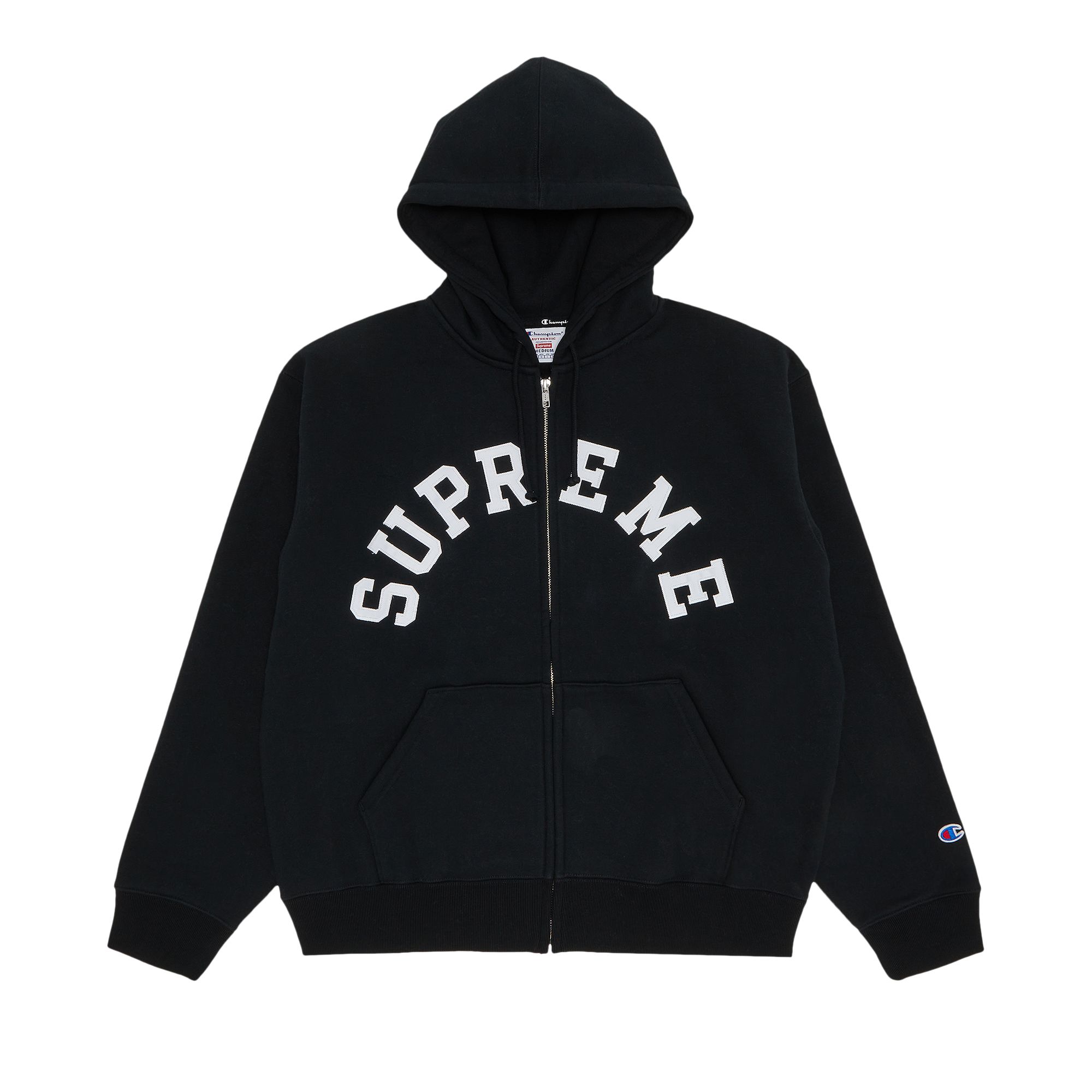Pre-owned Supreme X Champion Zip Up Hooded Sweatshirt 'black'