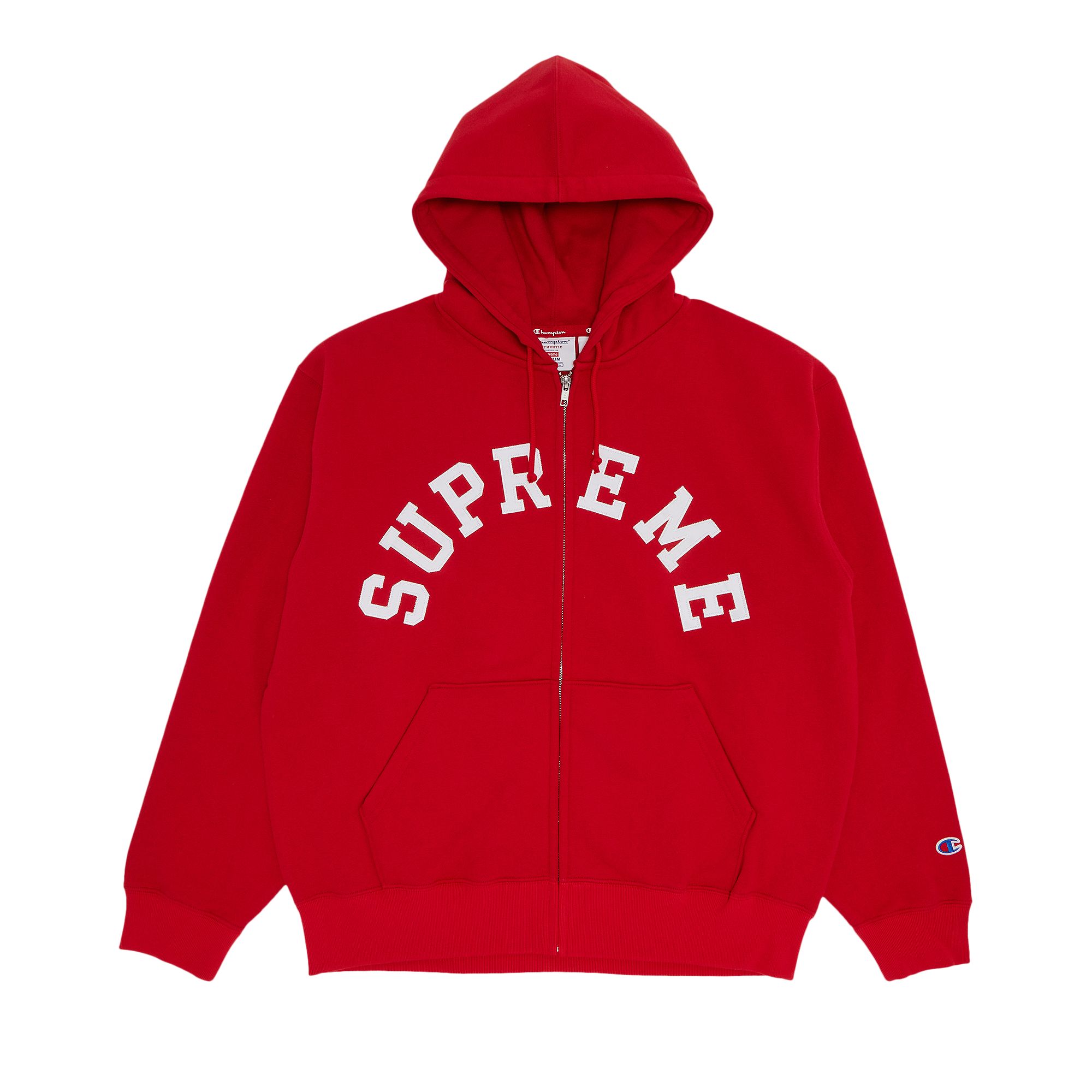 Pre-owned Supreme X Champion Zip Up Hooded Sweatshirt 'red'