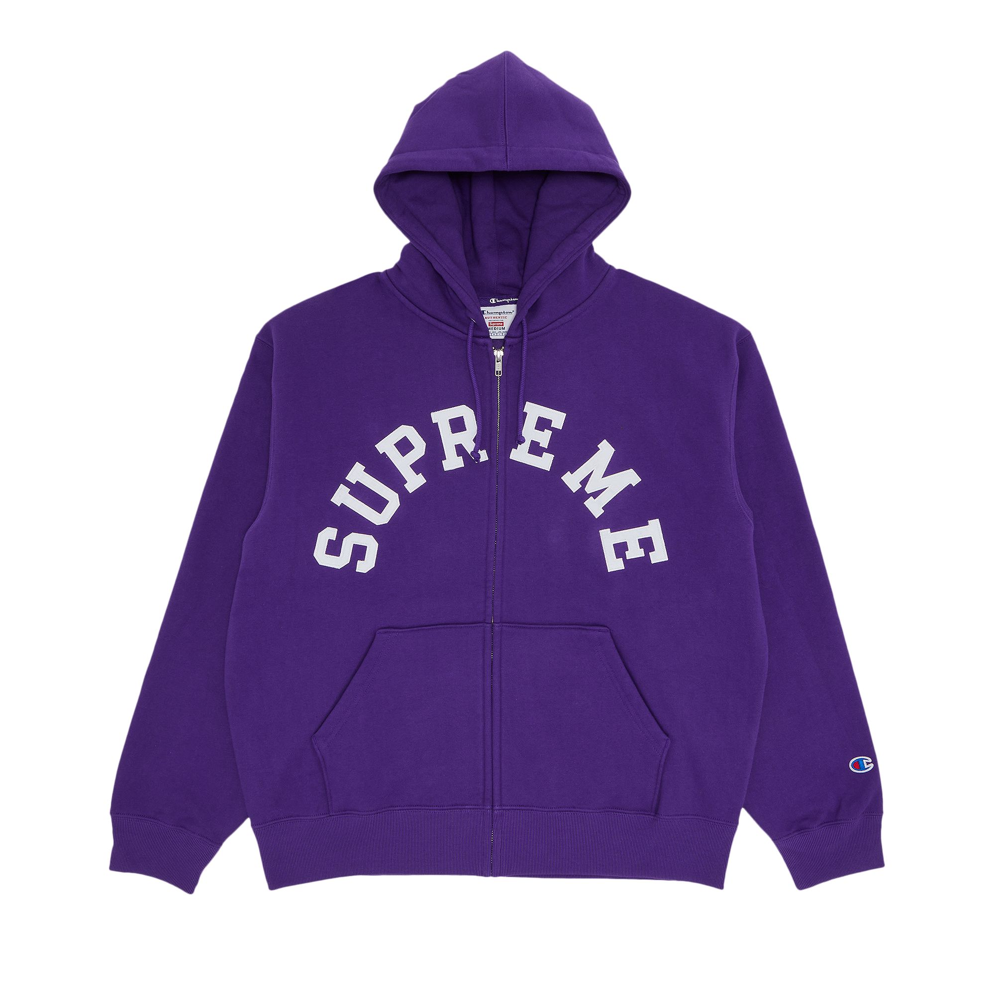 Supreme x Champion Zip Up Hooded Sweatshirt 'Purple' | Men's Size 2XL