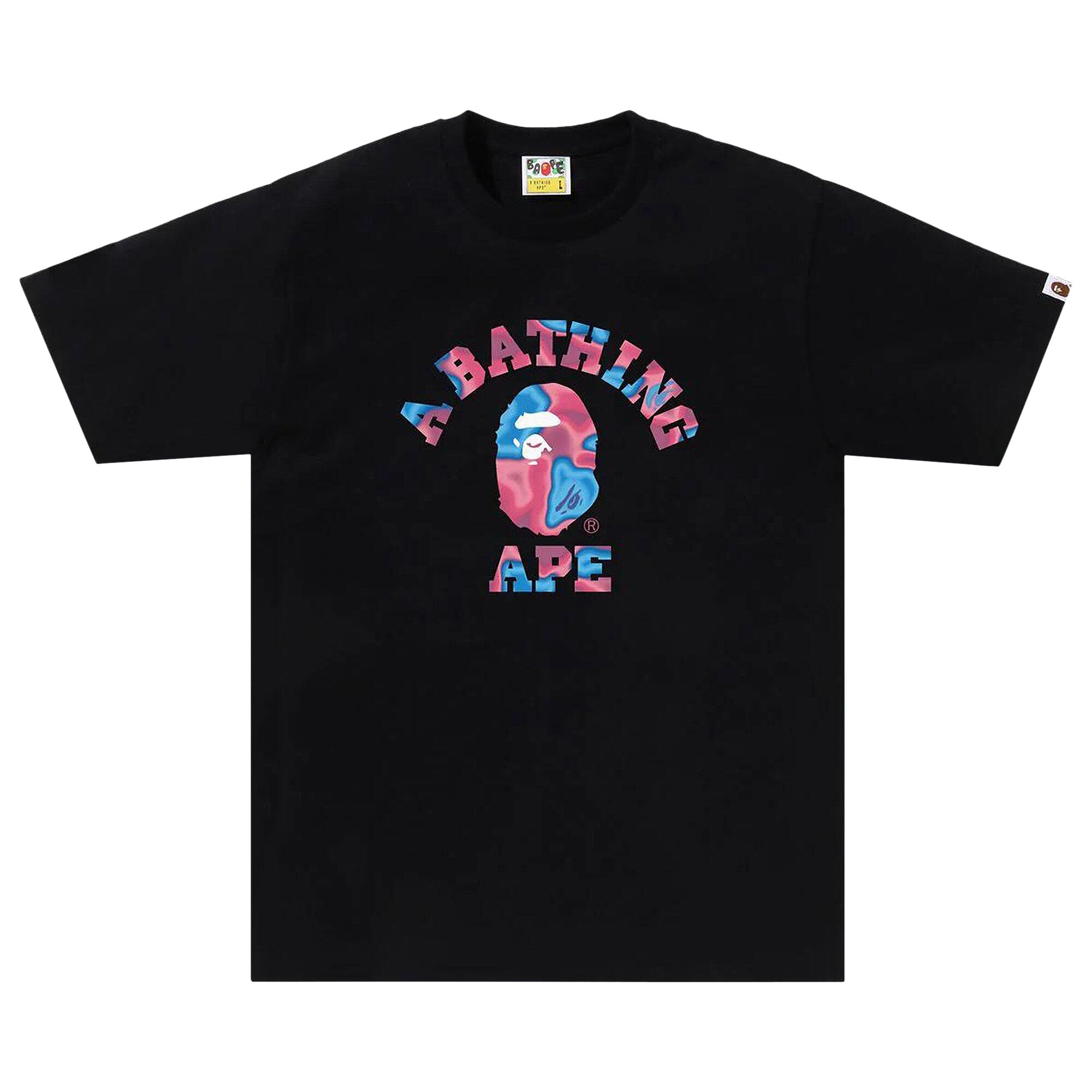 BAPE Liquid Camo College Tee 'Black/Pink' | Men's Size M