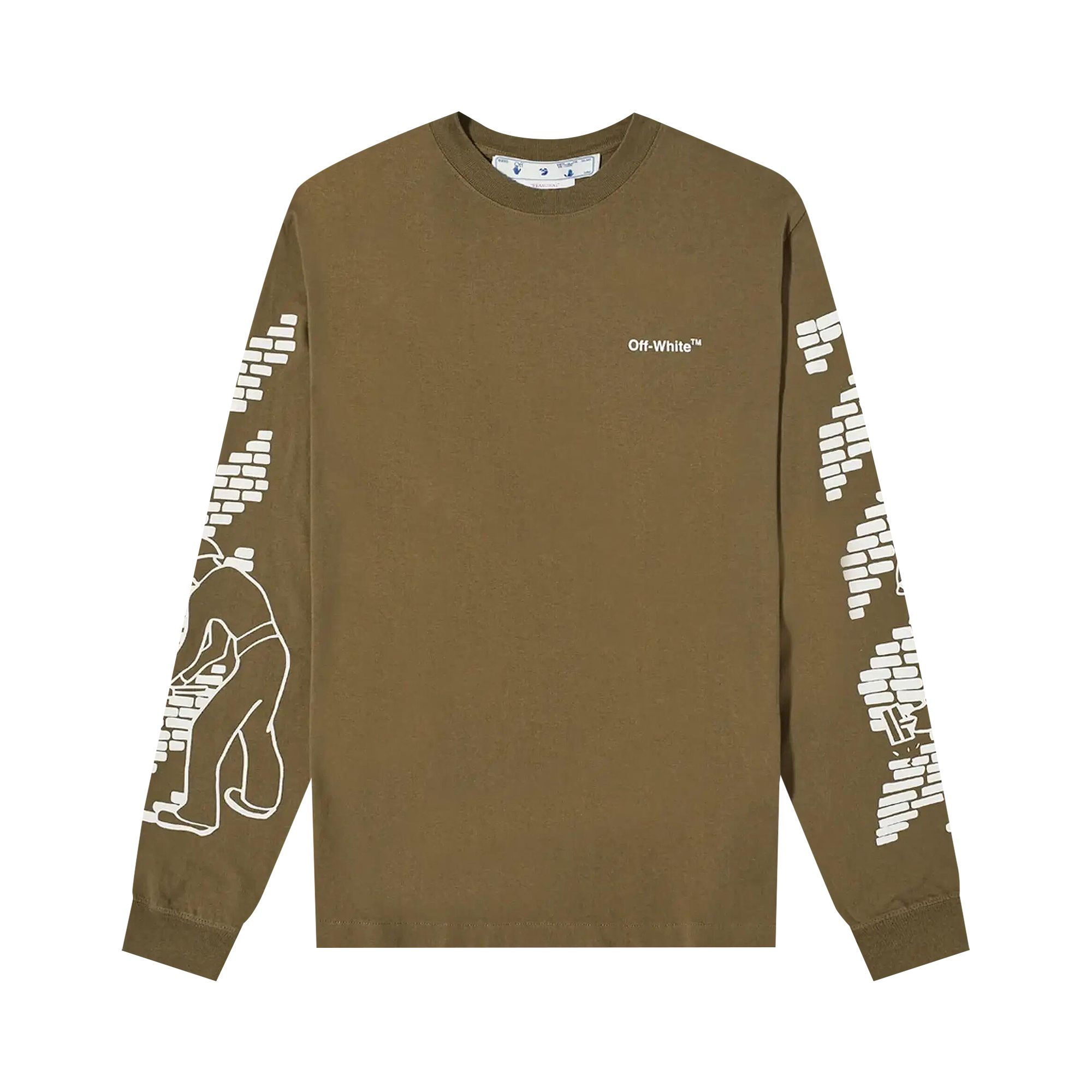 Off-White Bricks Skate Long-Sleeve Tee 'Green/White' | Men's Size XS