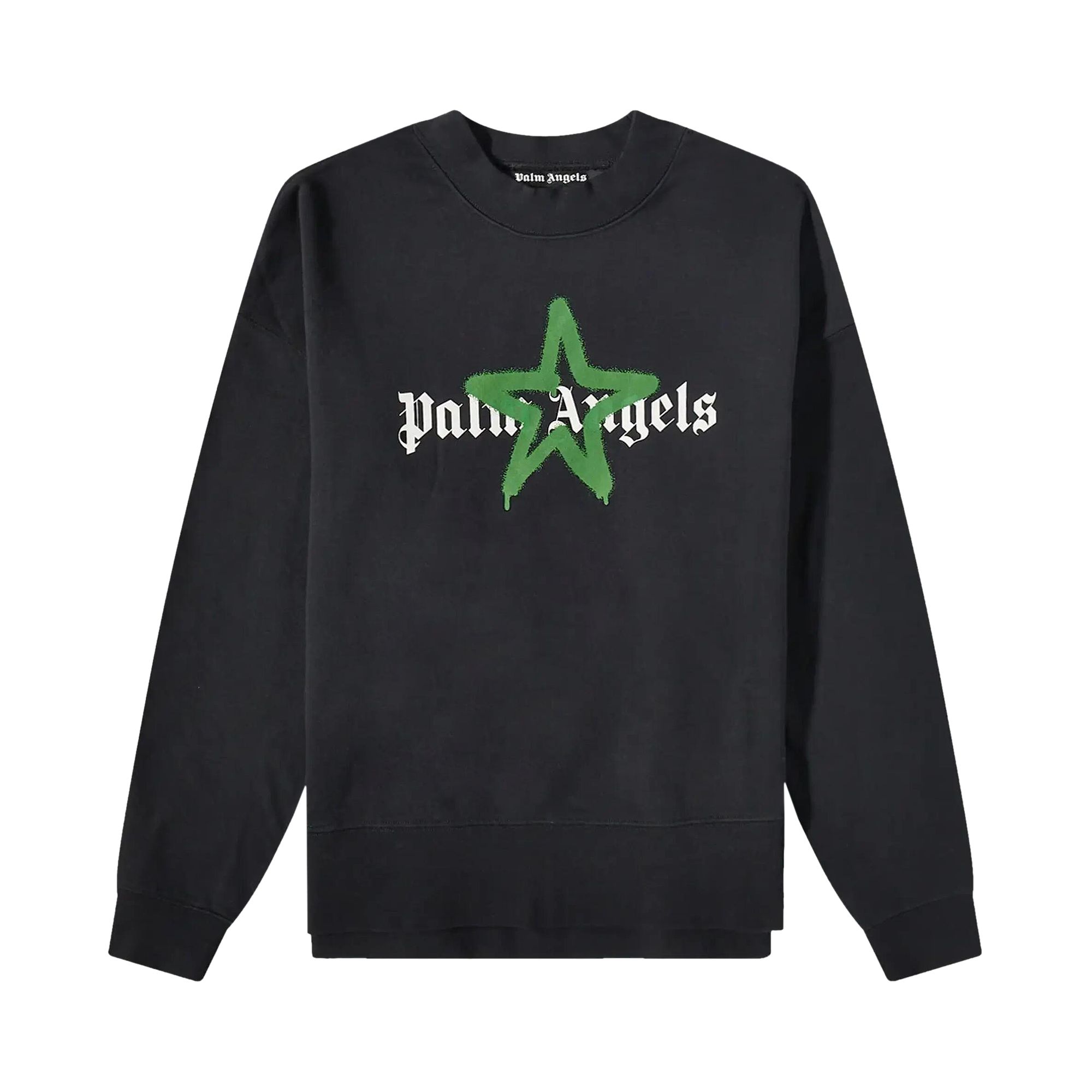 Pre-owned Palm Angels Star Sprayed Logo Sweatshirt 'black/green'