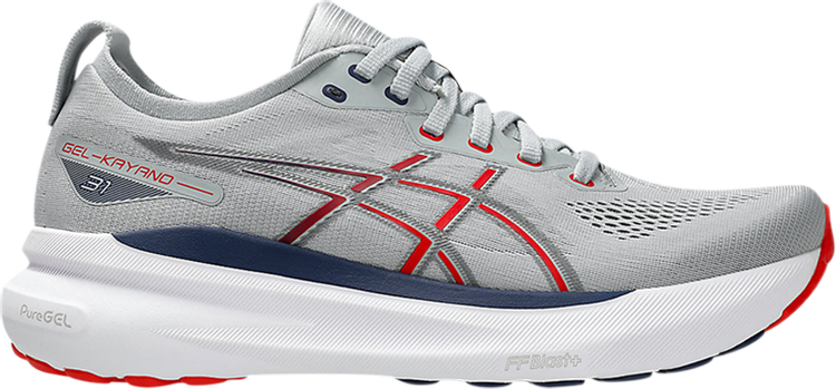 Gel Kayano 31 Piedmont Grey Fiery Red