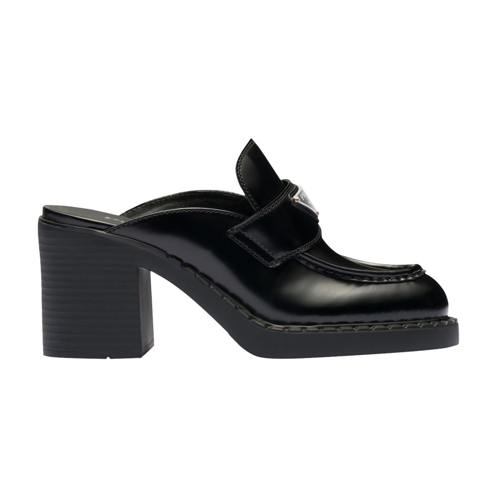 Pre-owned Prada Wmns Chocolate Brushed Leather Mule 'black' 2023 | Women's Size 5