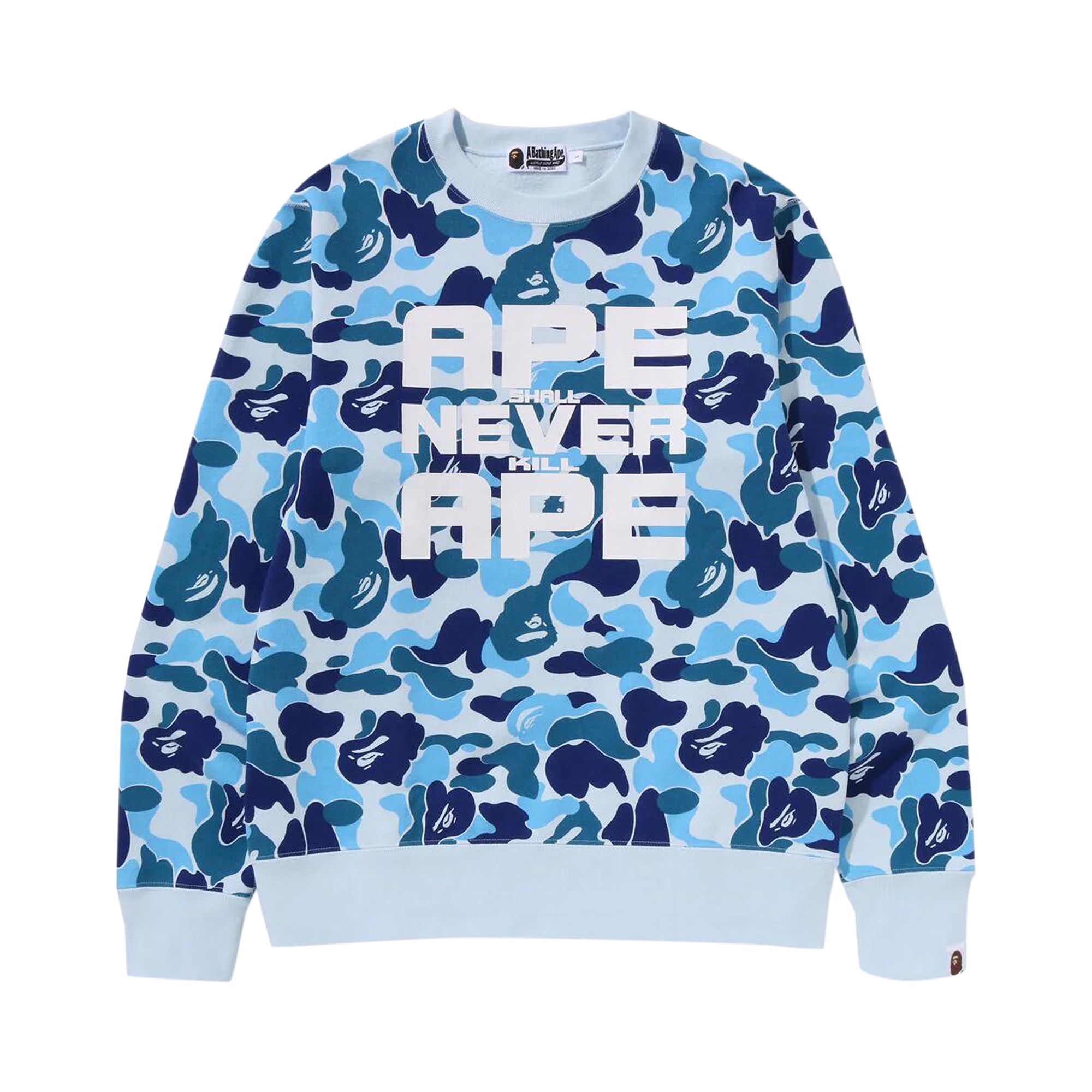 Pre-owned Bape Abc Camo Asnka Crewneck 'blue'