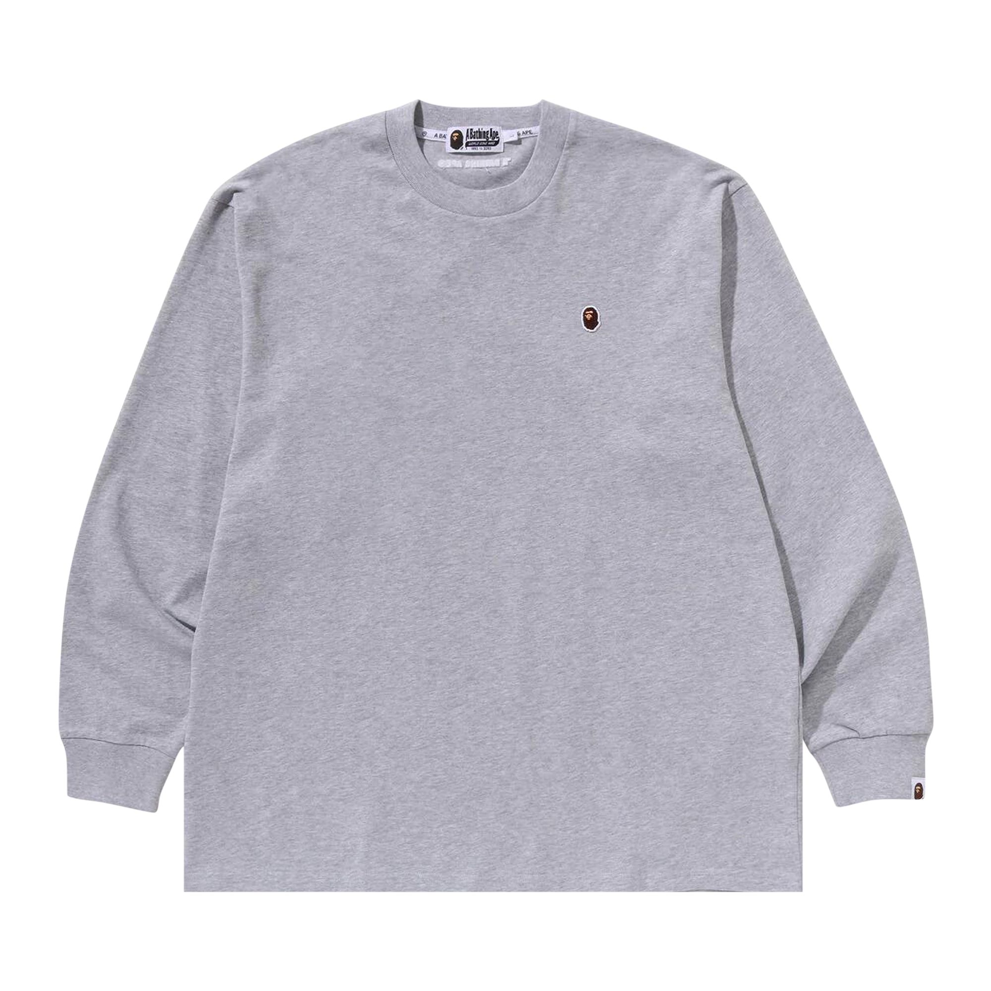 BAPE Ape Head One Point Long-Sleeve Tee 'Grey' | Men's Size XL