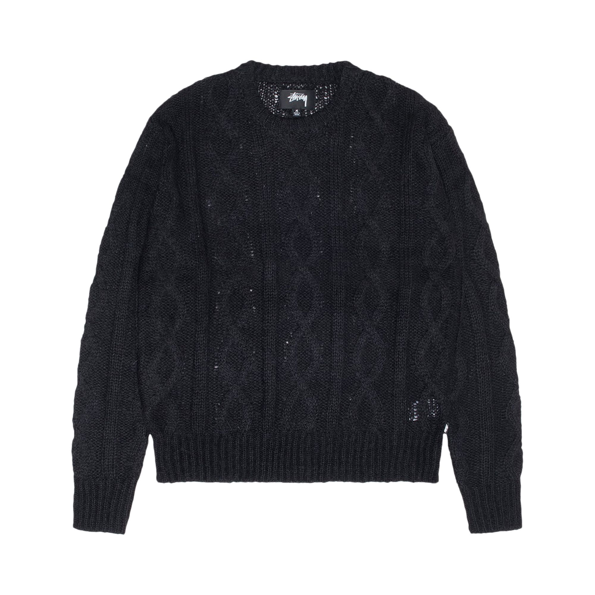 Stussy Cable Loose Knit Sweater 'Black' | Men's Size M