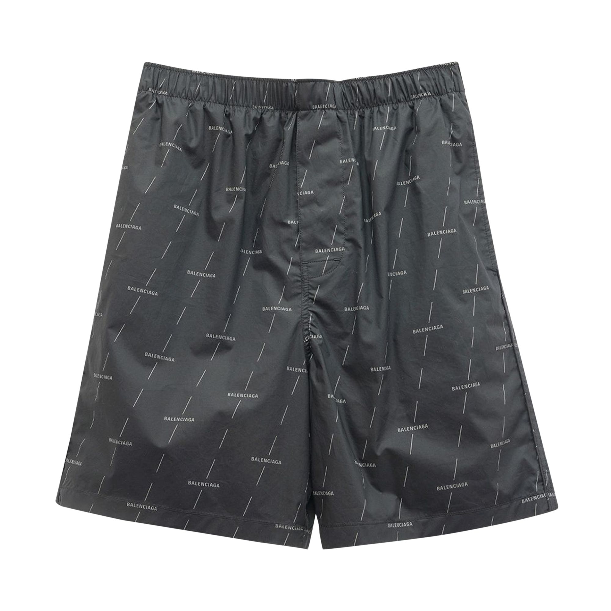 Pre-owned Balenciaga All Over Logo Bermuda Shorts 'black/grey' | Men's Size S