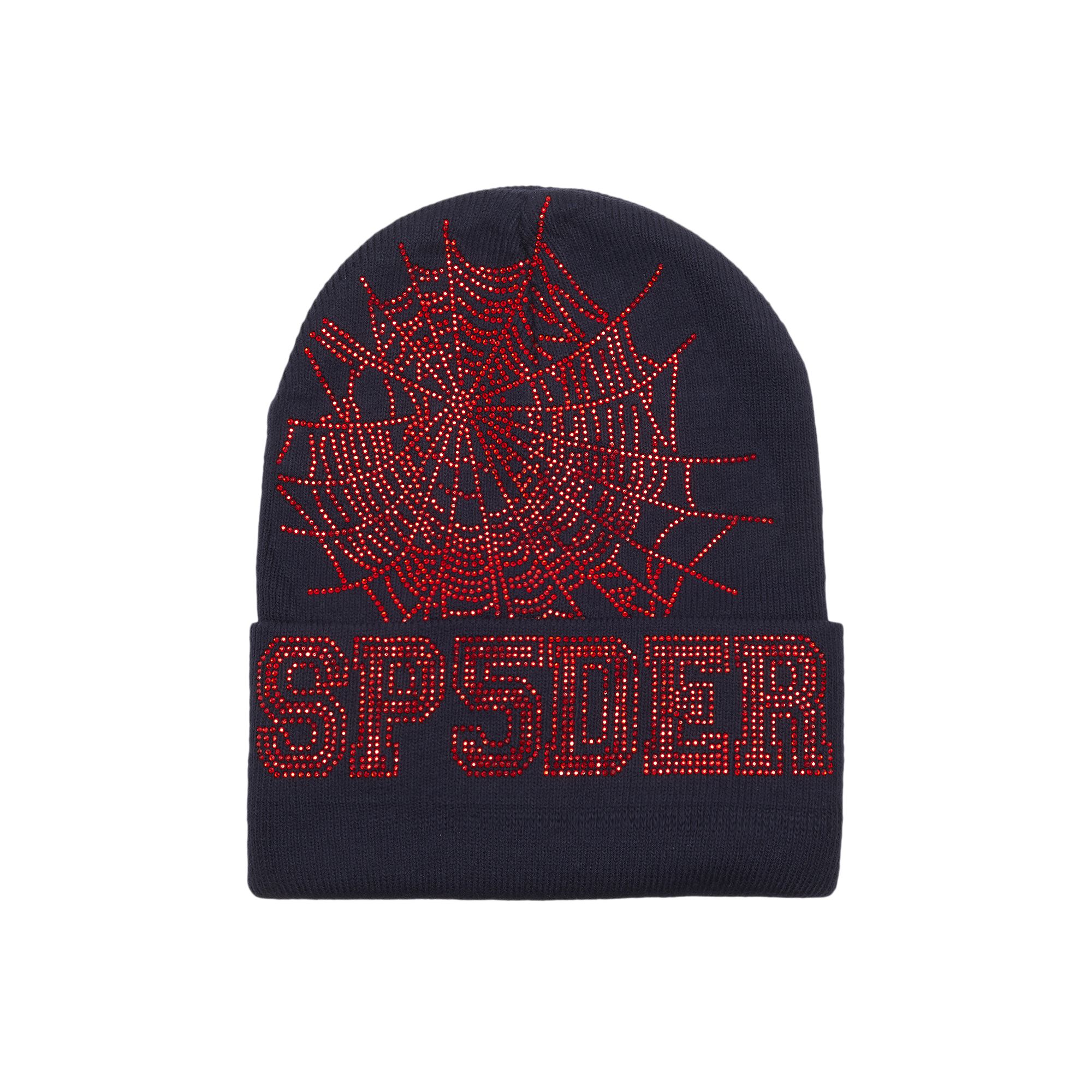Pre-owned Sp5der Web Beanie 'navy/red' In Blue