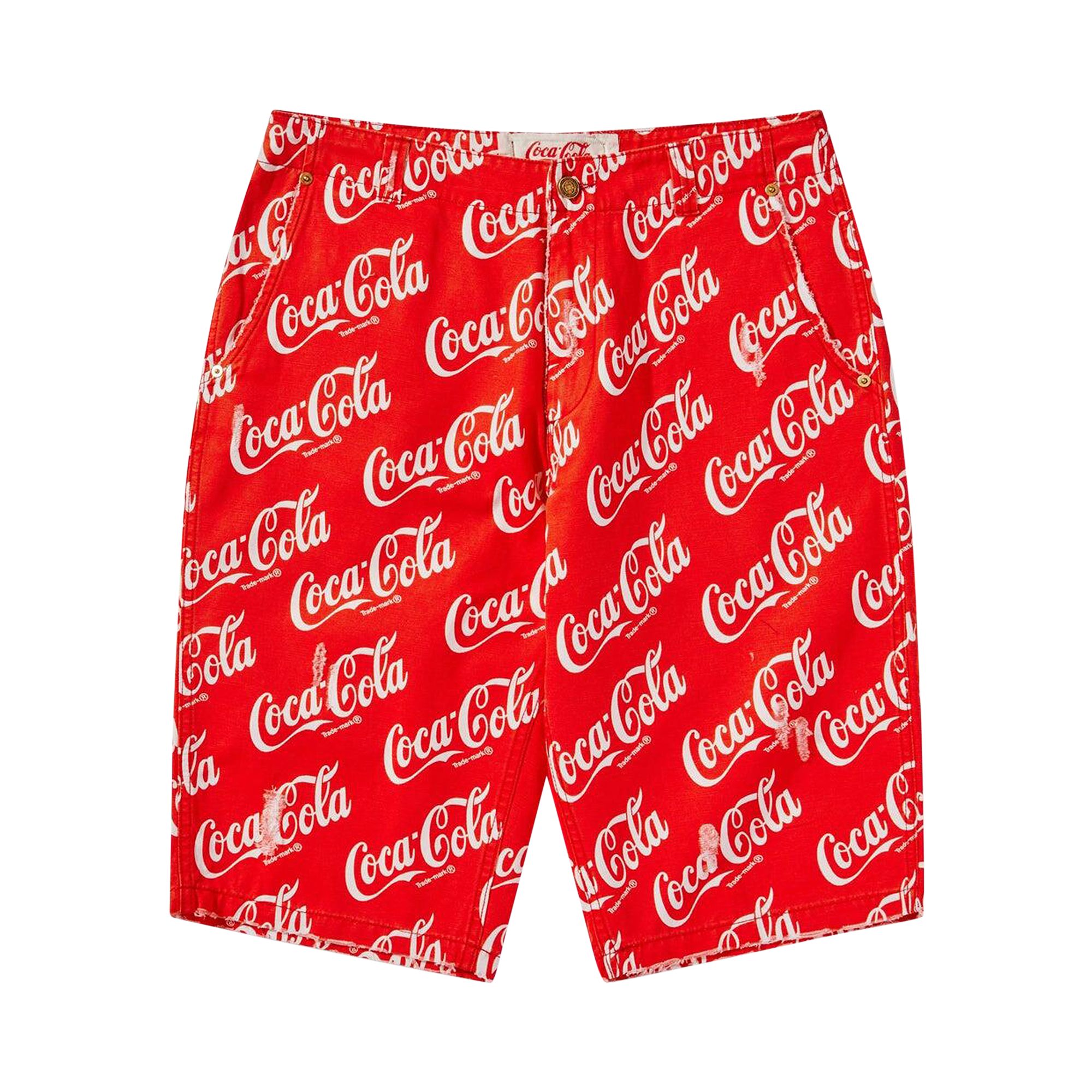 Pre-owned Erl Printed Canvas Shorts 'coca Cola' | Red | Men's Size M